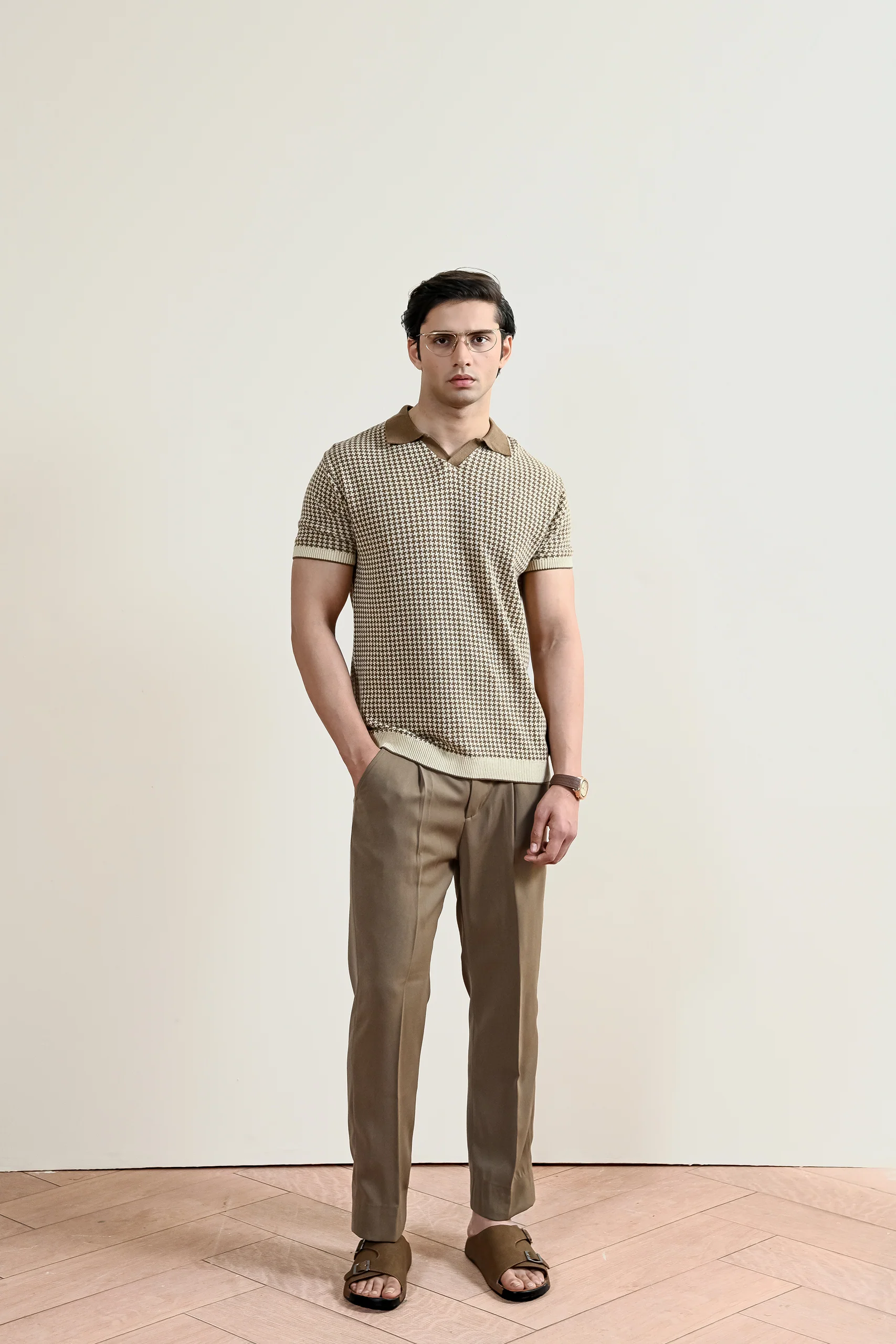 Abstract Jacquard Knit Polo Shirt (MKP-04) - Image 2