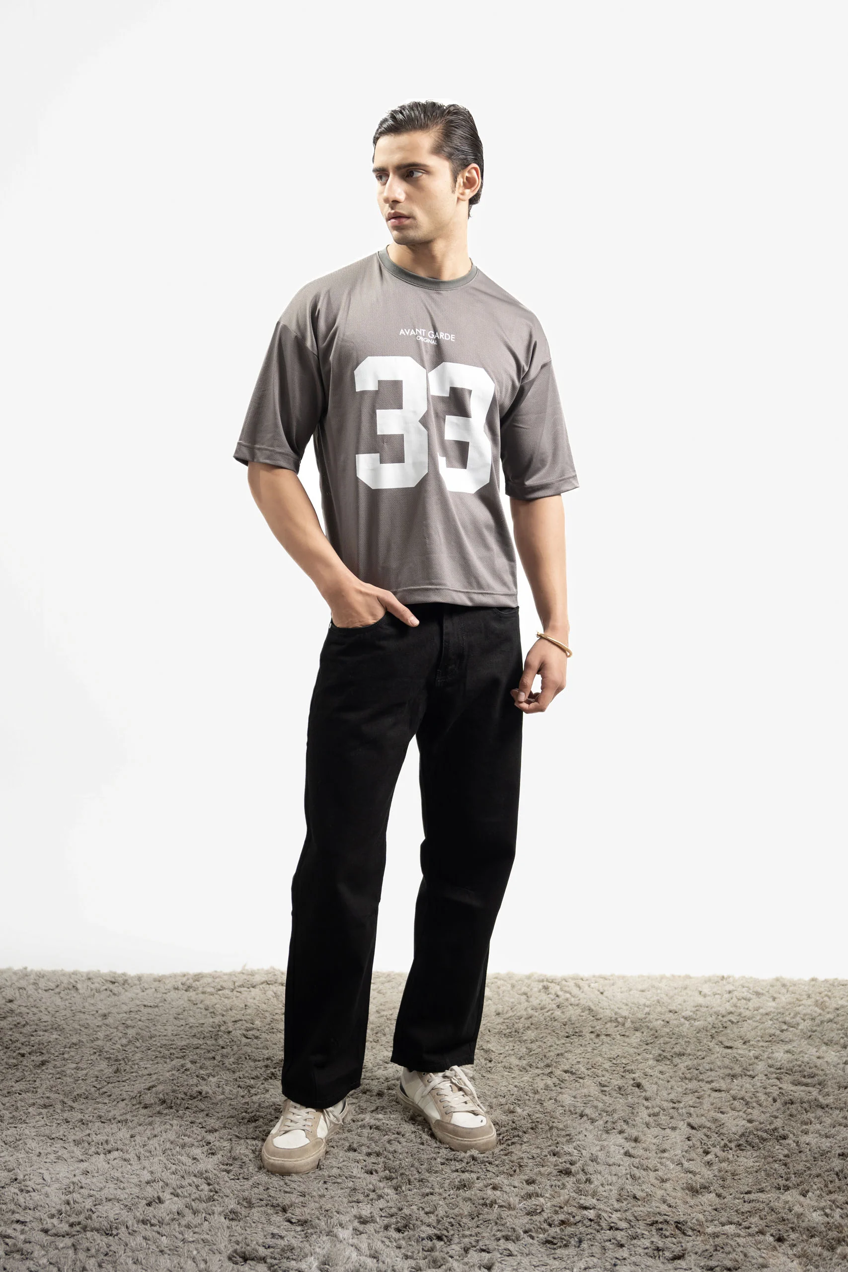 AG 33 Grey Mesh Oversized Tee - Image 6