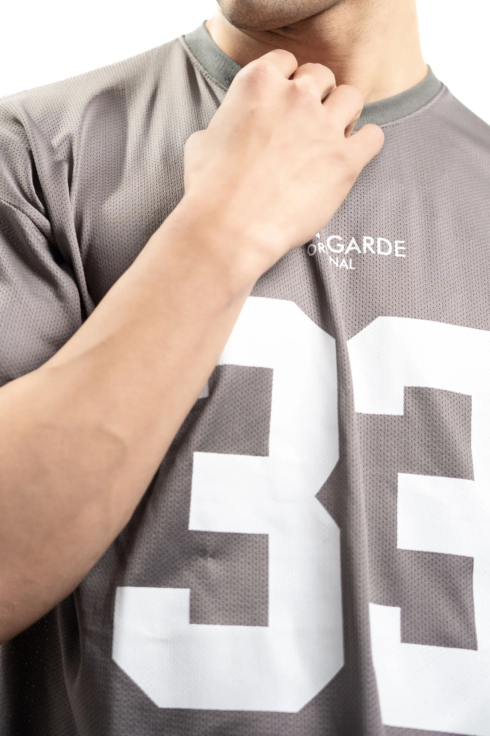 AG 33 Grey Mesh Oversized Tee - Image 7