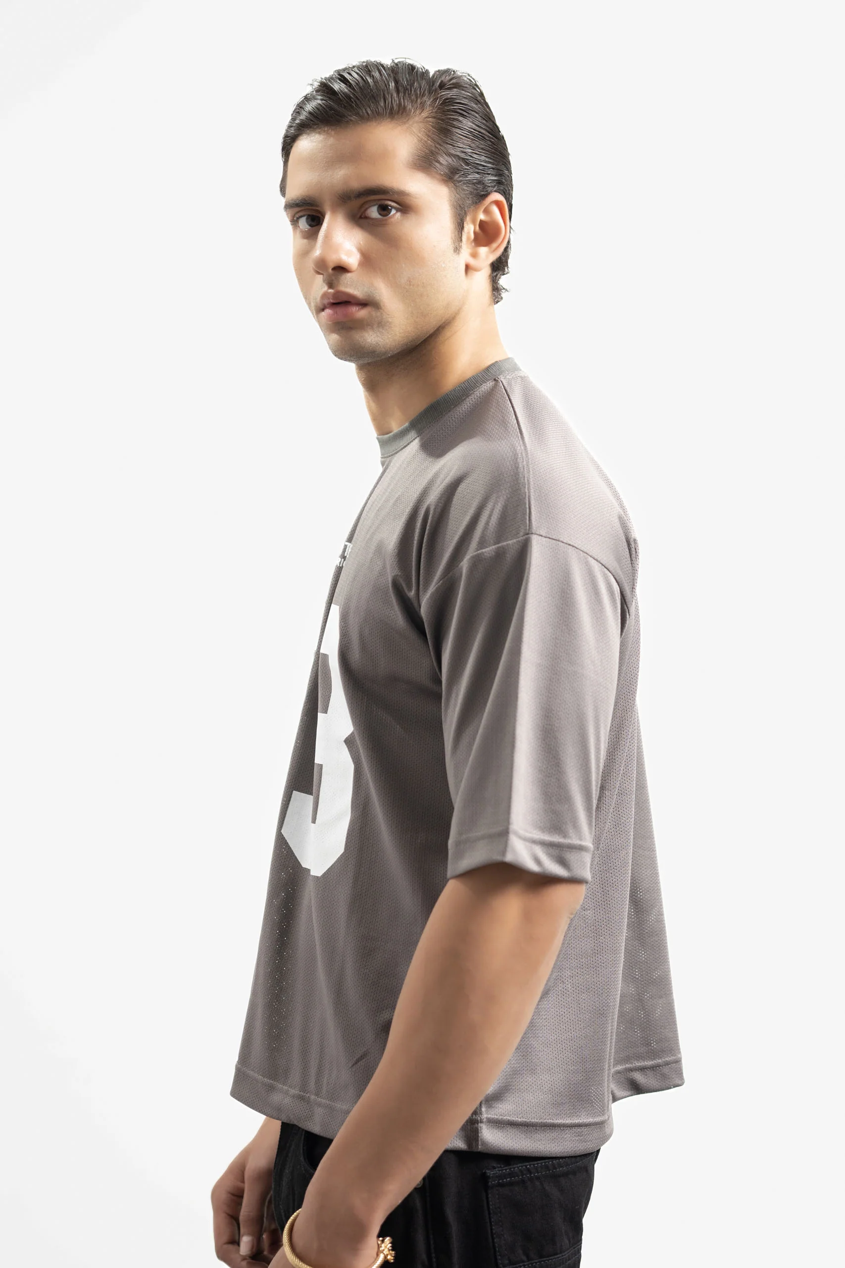 AG 33 Grey Mesh Oversized Tee - Image 9