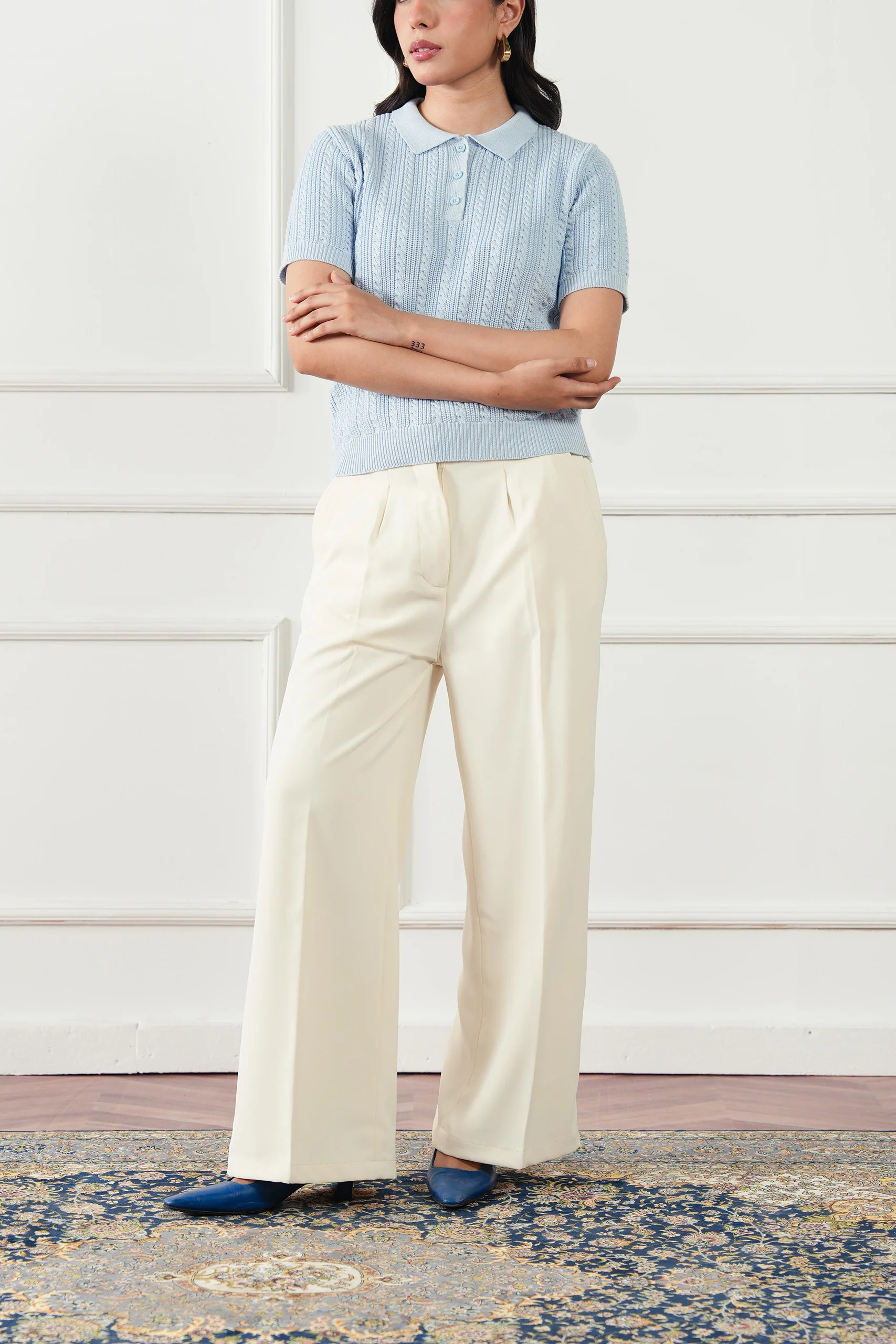 Cable Knit Polo Shirt (WKP-01) - Image 17