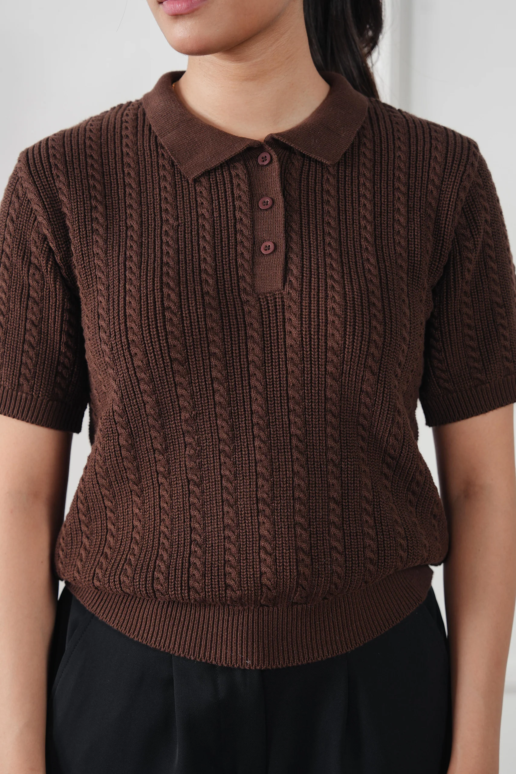 Cable Knit Polo Shirt (WKP-02) - Image 12