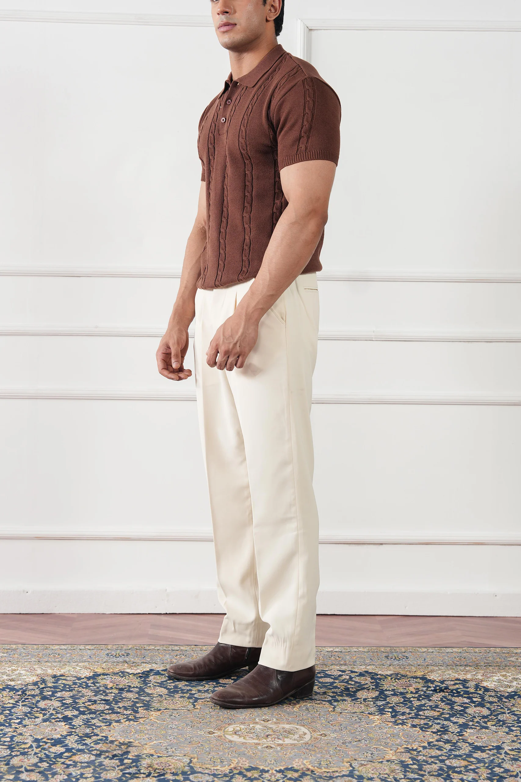 Cable Knit Polo Shirt (MKP-01) - Image 13