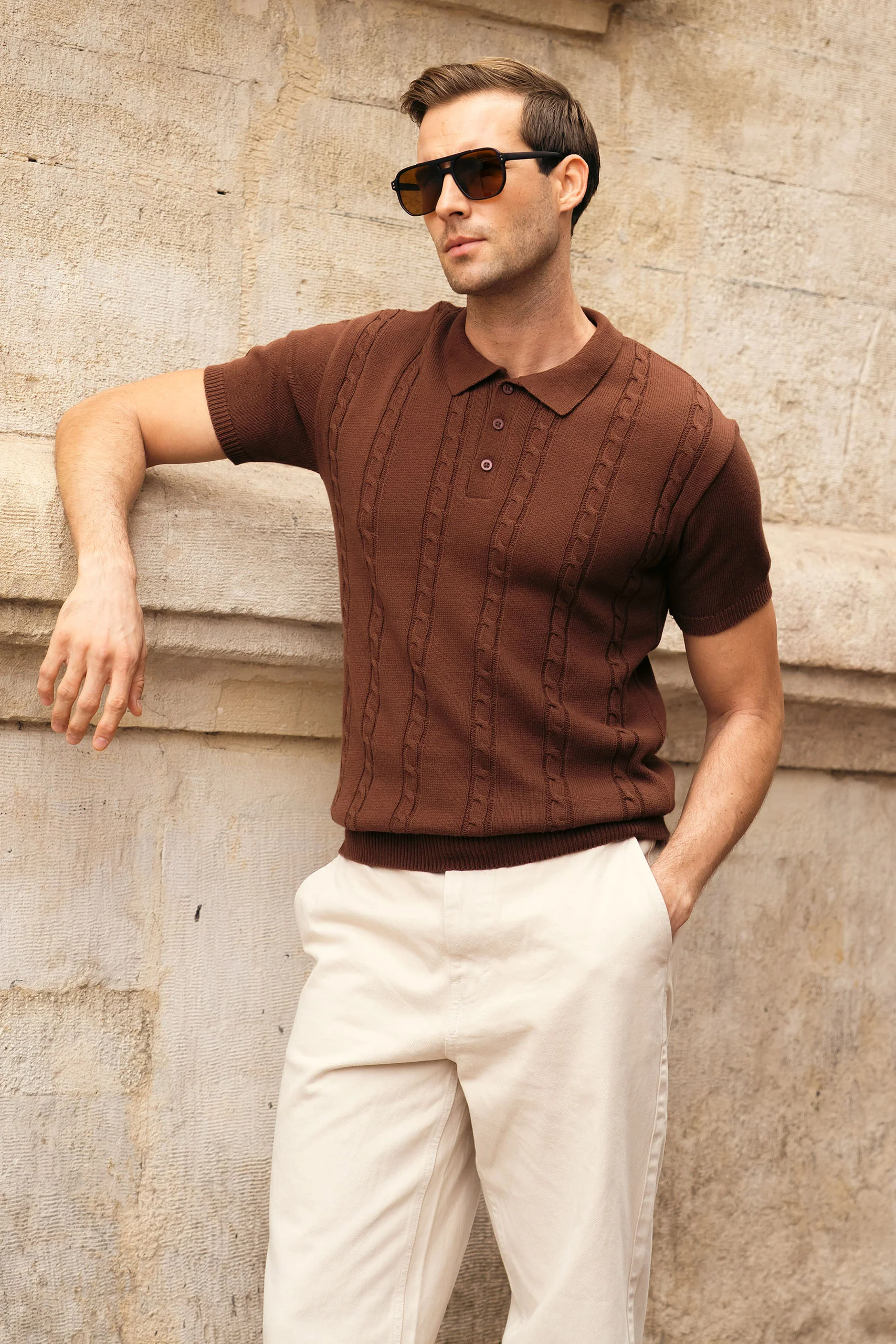 Cable Knit Polo Shirt (MKP-01) - Image 3