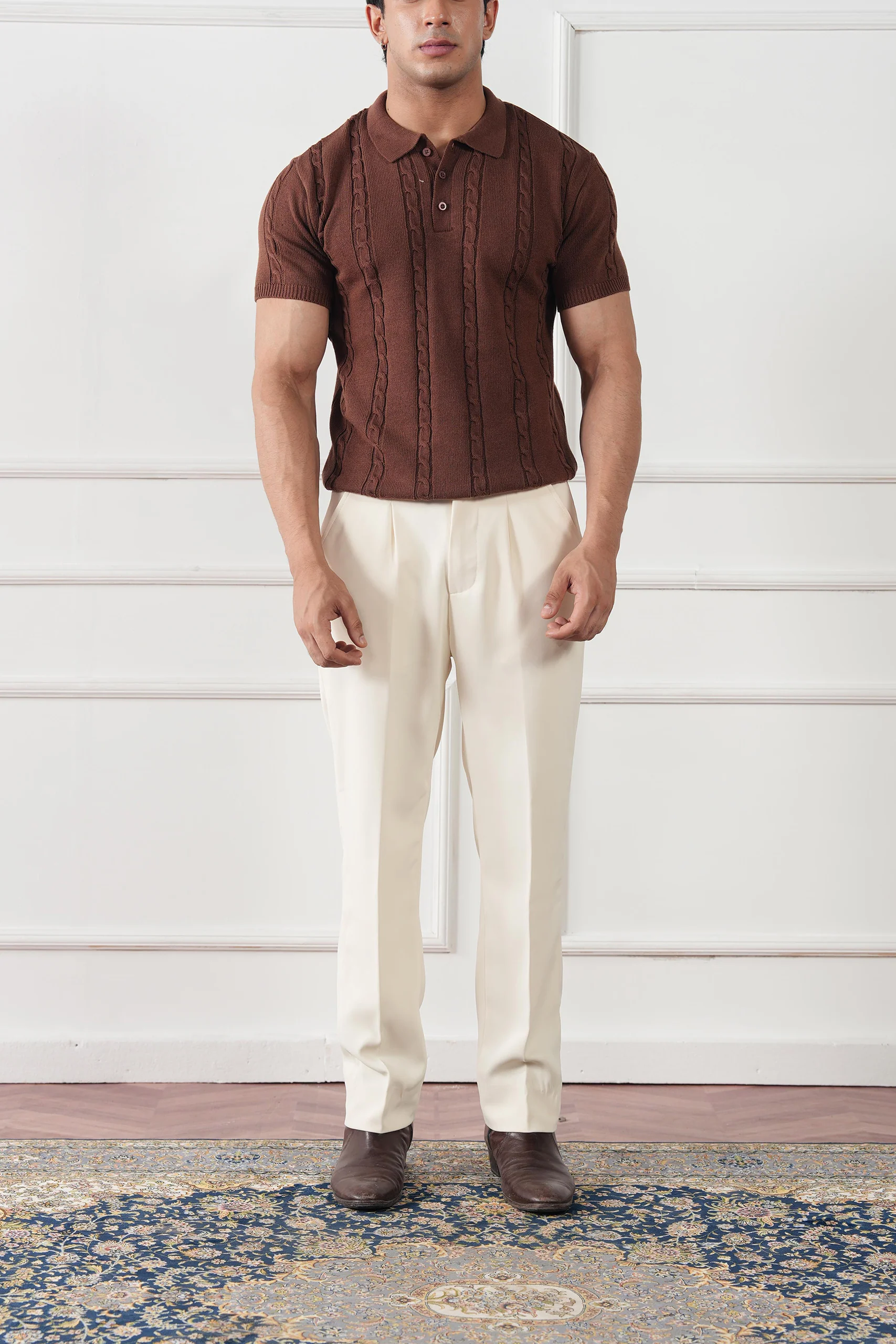 Cable Knit Polo Shirt (MKP-01) - Image 5