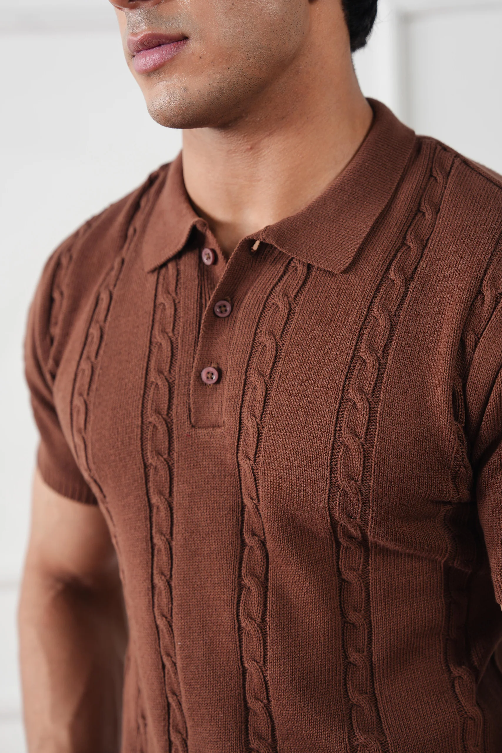 Cable Knit Polo Shirt (MKP-01) - Image 6