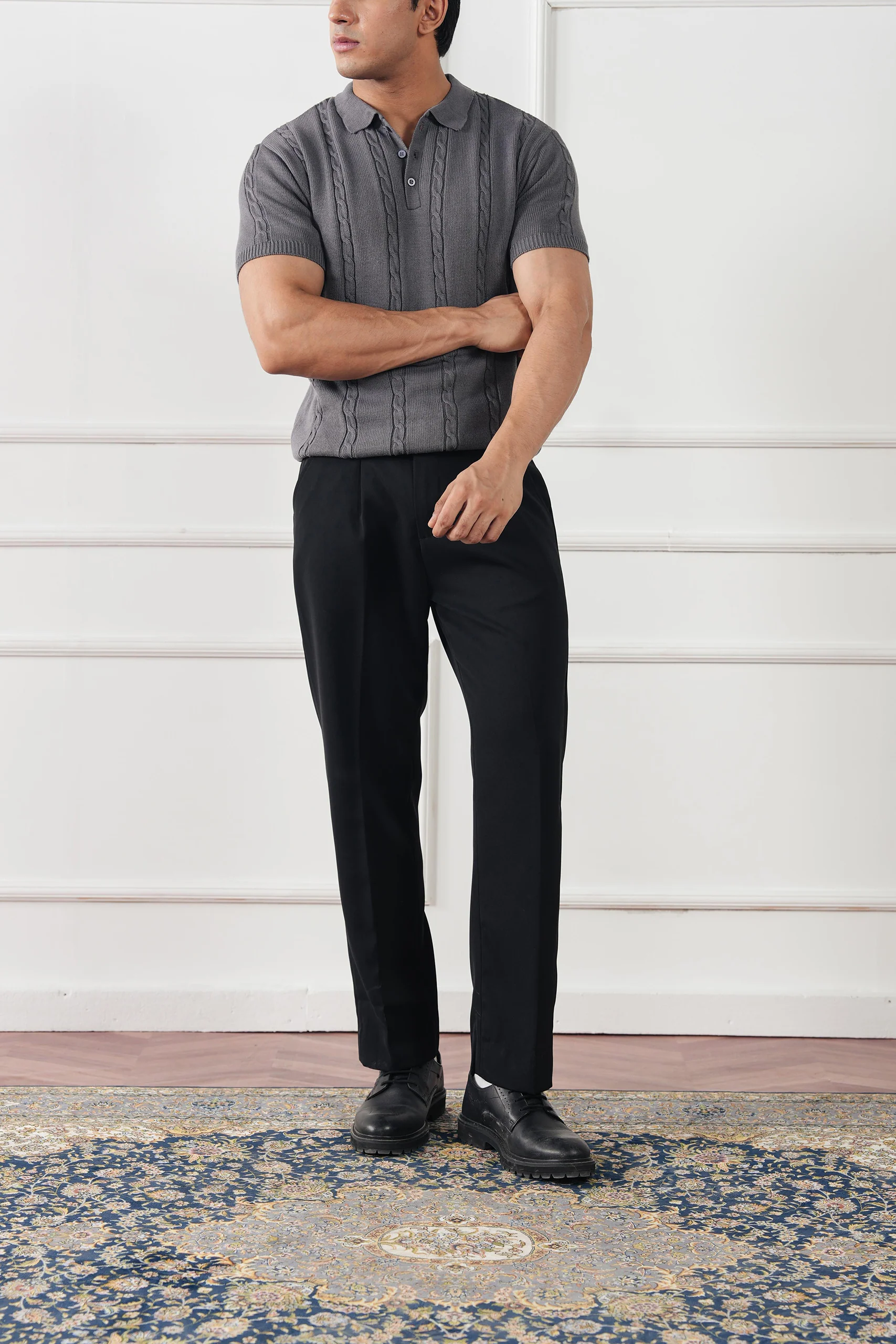 Cable Knit Polo Shirt (MKP-02) - Image 10