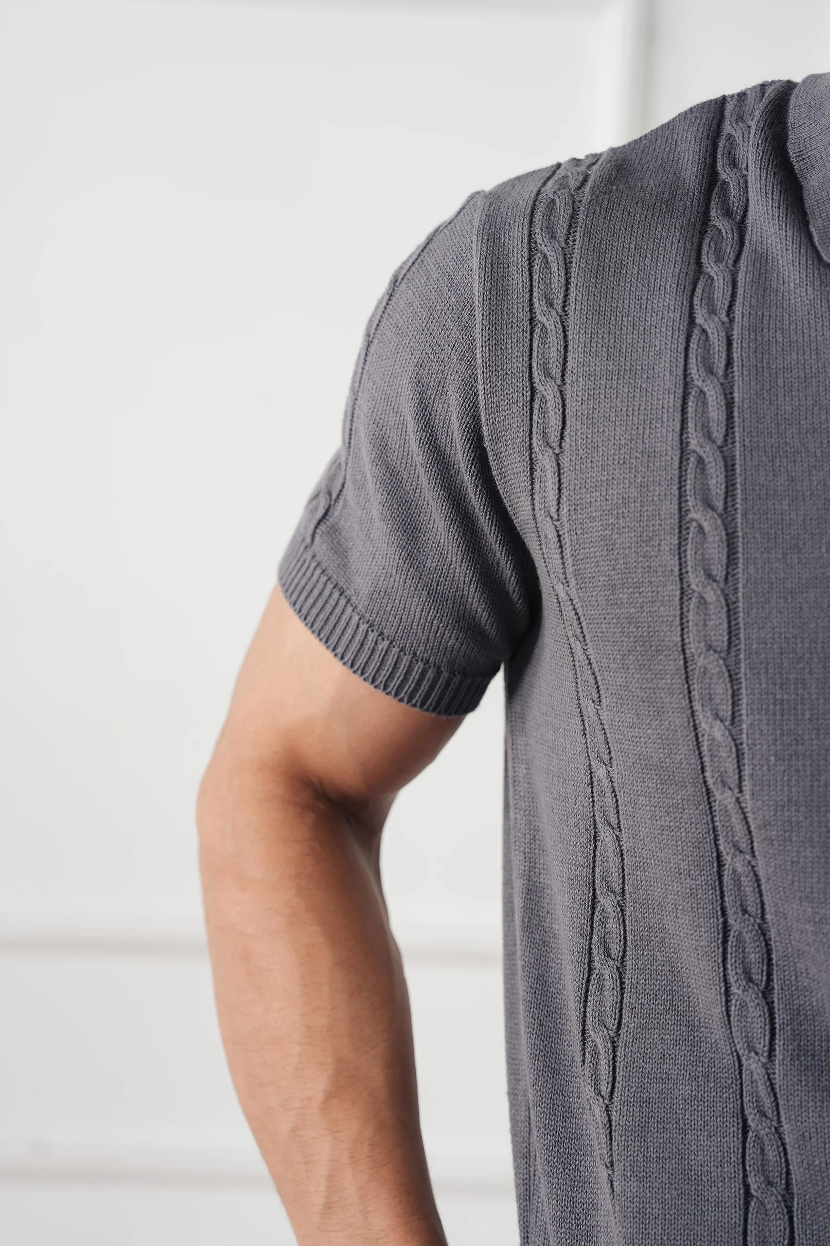 Cable Knit Polo Shirt (MKP-02) - Image 3