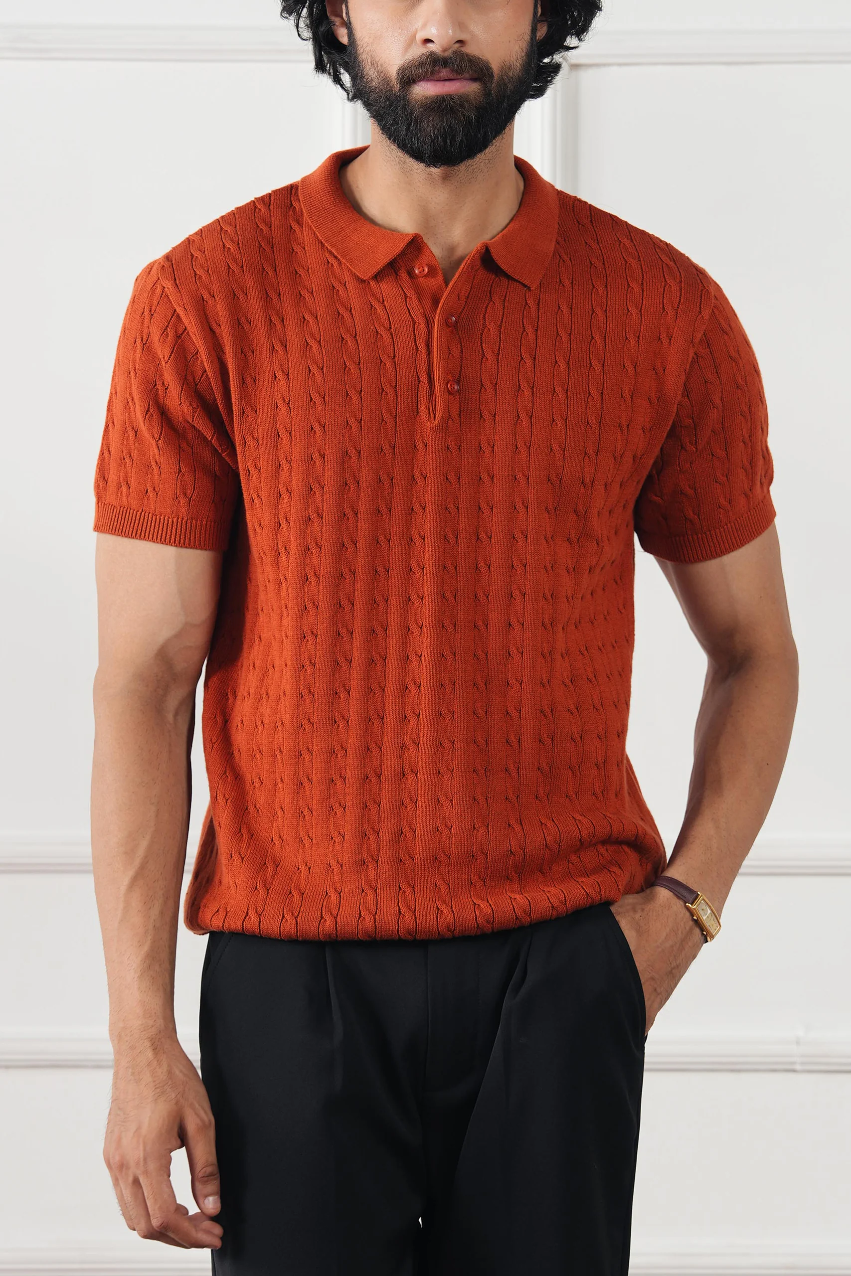 Cable Knit Polo Shirt (MKP-05)