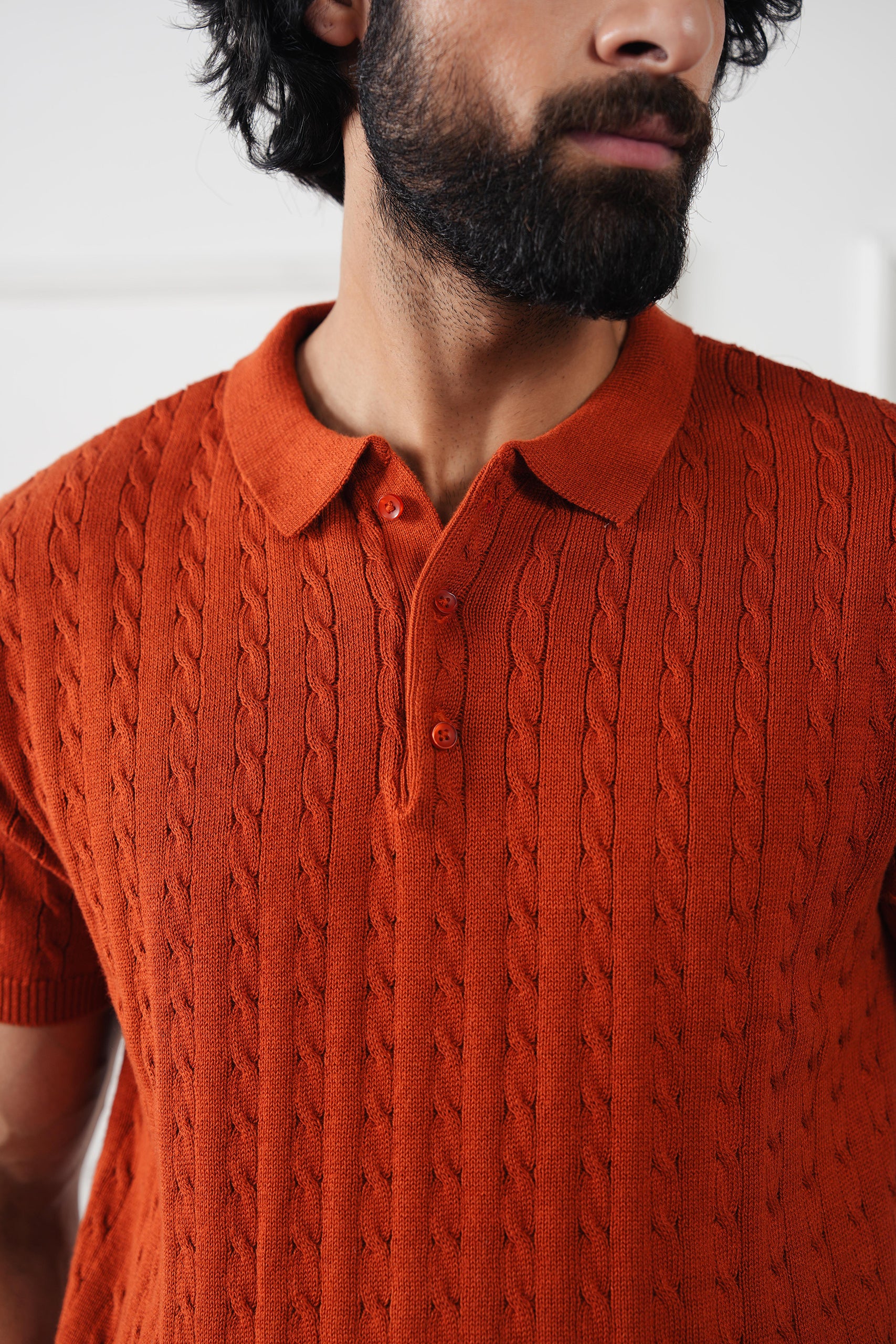 Cable Knit Polo Shirt (MKP-05) - Image 3