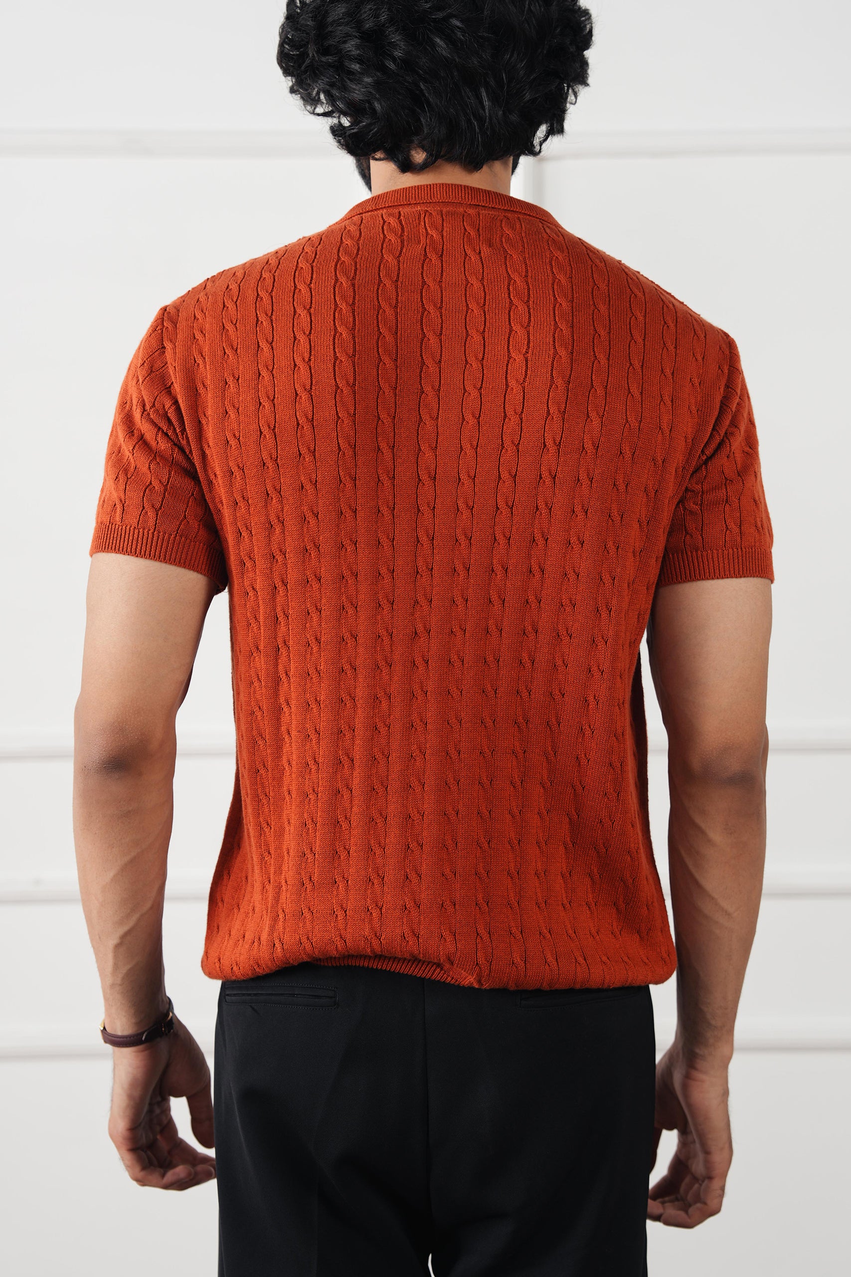 Cable Knit Polo Shirt (MKP-05) - Image 4