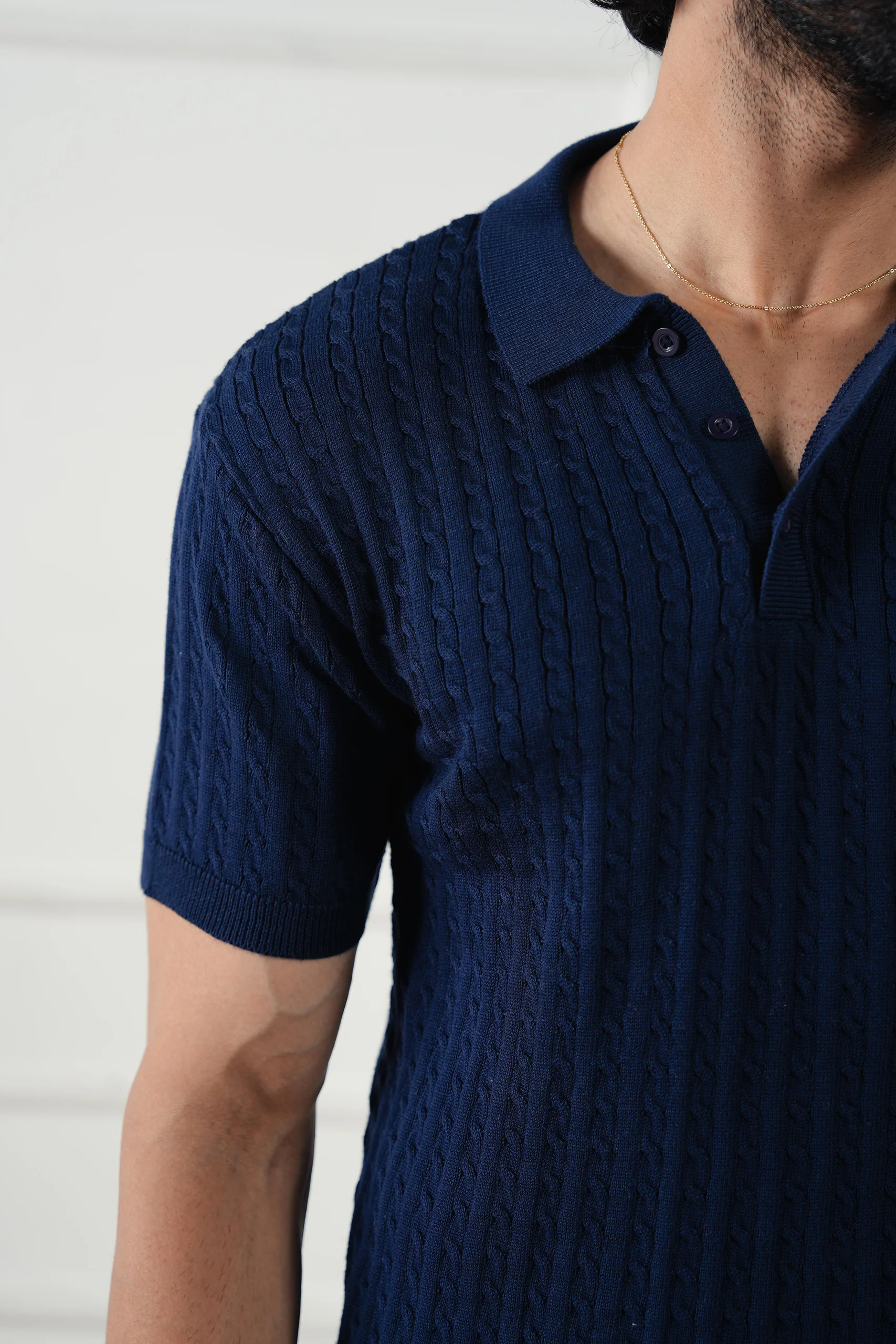 Cable Knit Polo Shirt (MKP-06) - Image 2