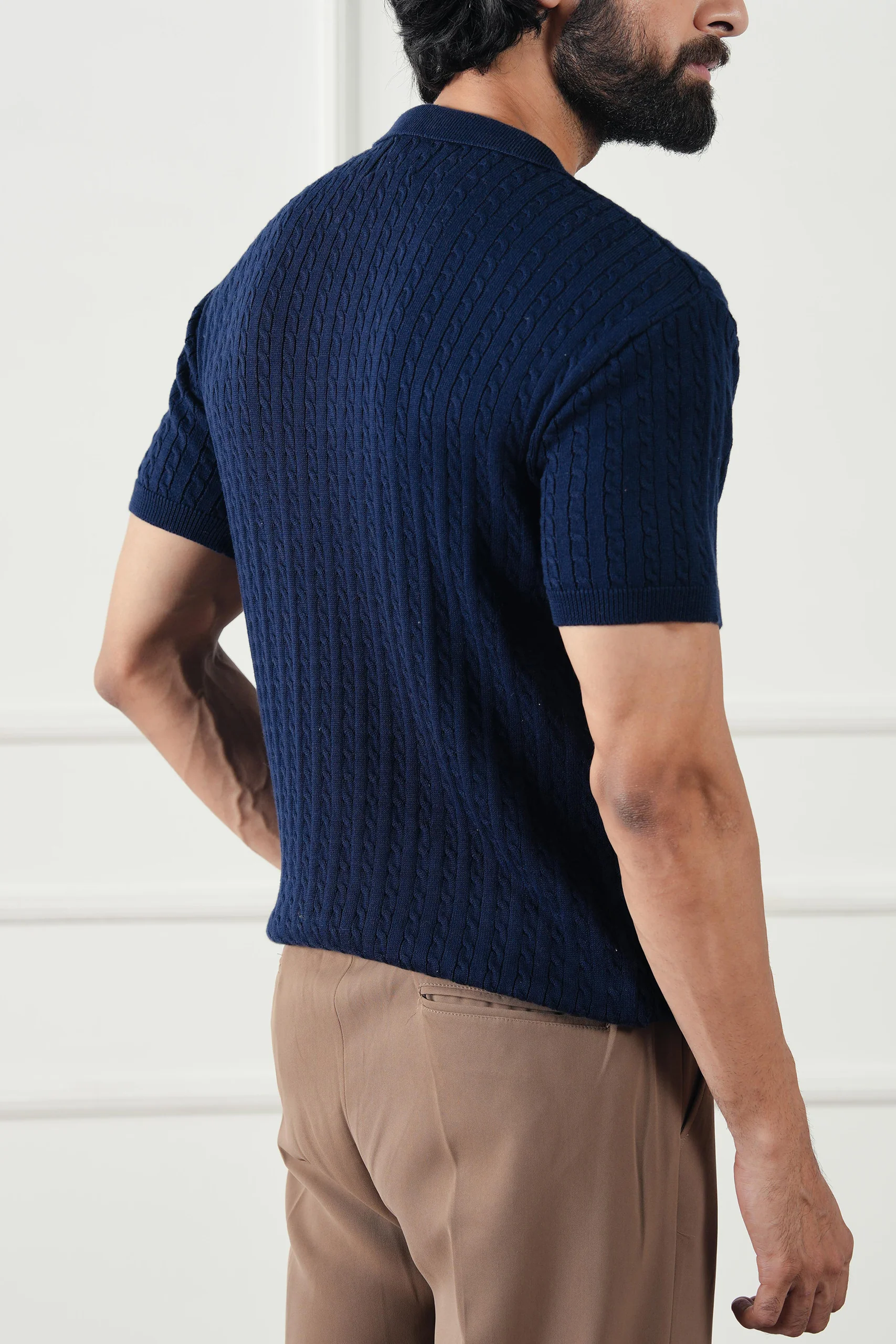 Cable Knit Polo Shirt (MKP-06) - Image 3