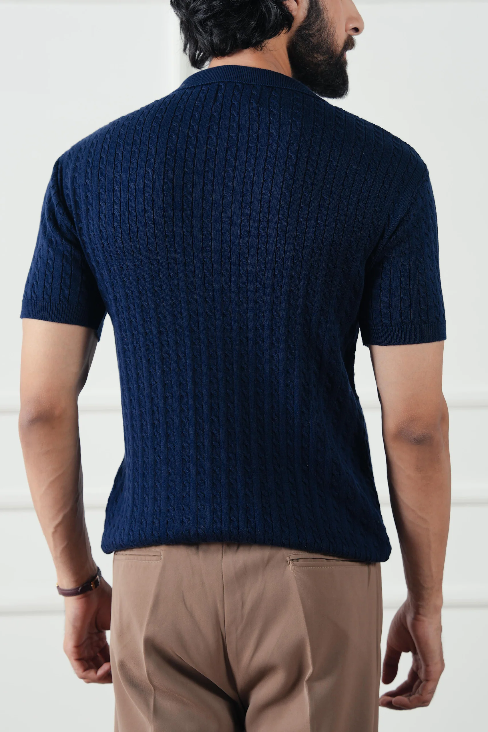 Cable Knit Polo Shirt (MKP-06) - Image 6