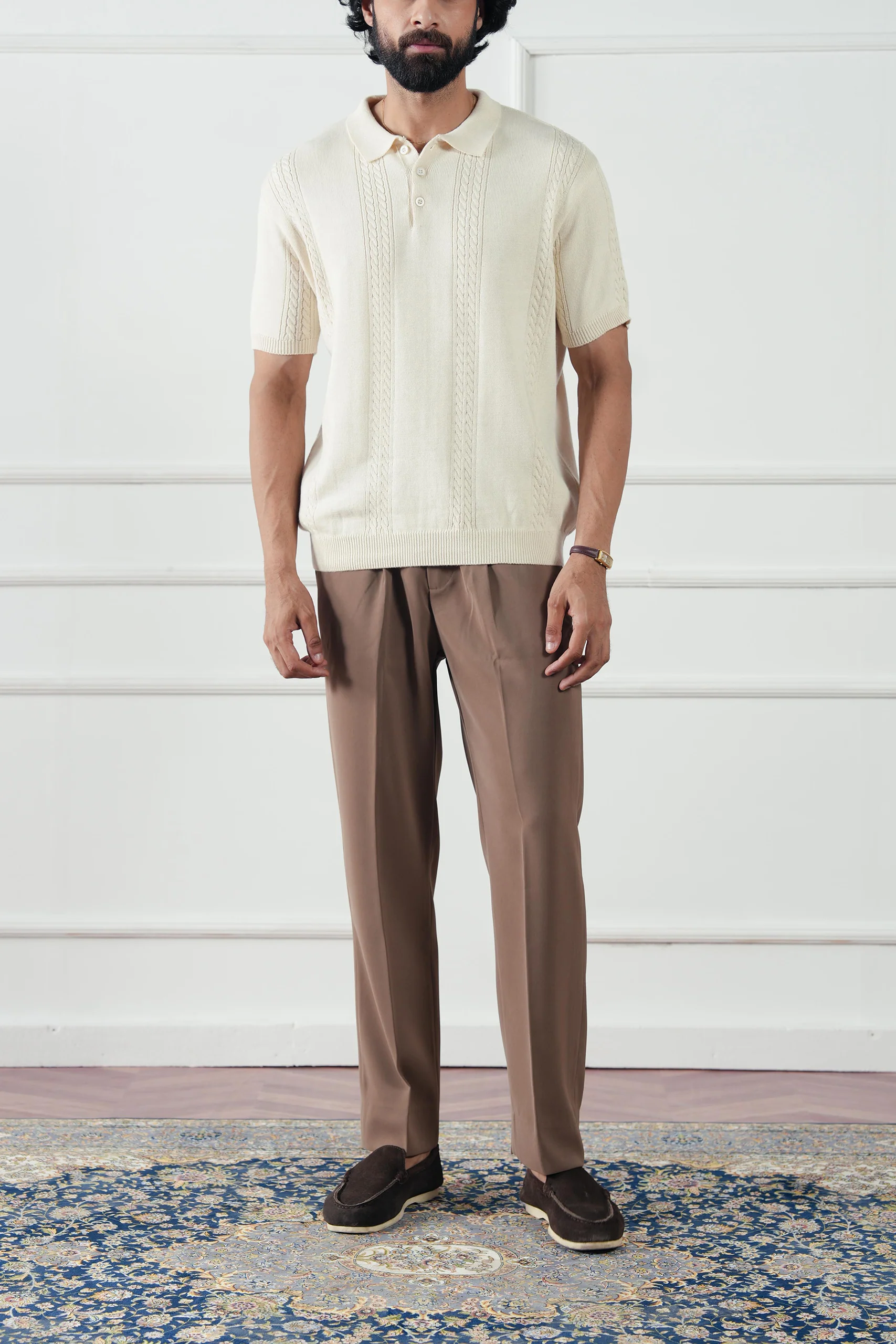 Cable Knit Polo Shirt (MKP-07) - Image 2