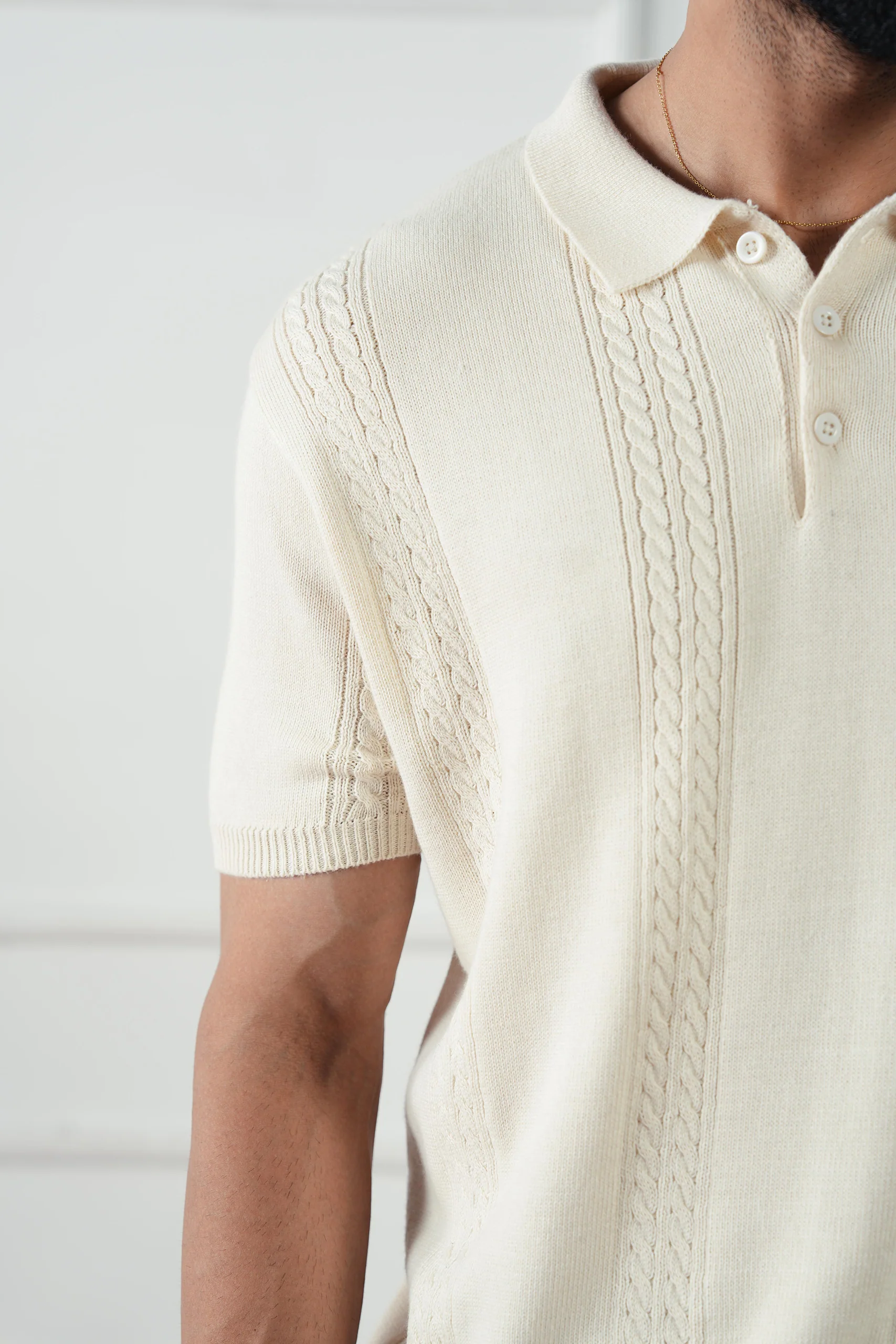Cable Knit Polo Shirt (MKP-07) - Image 4