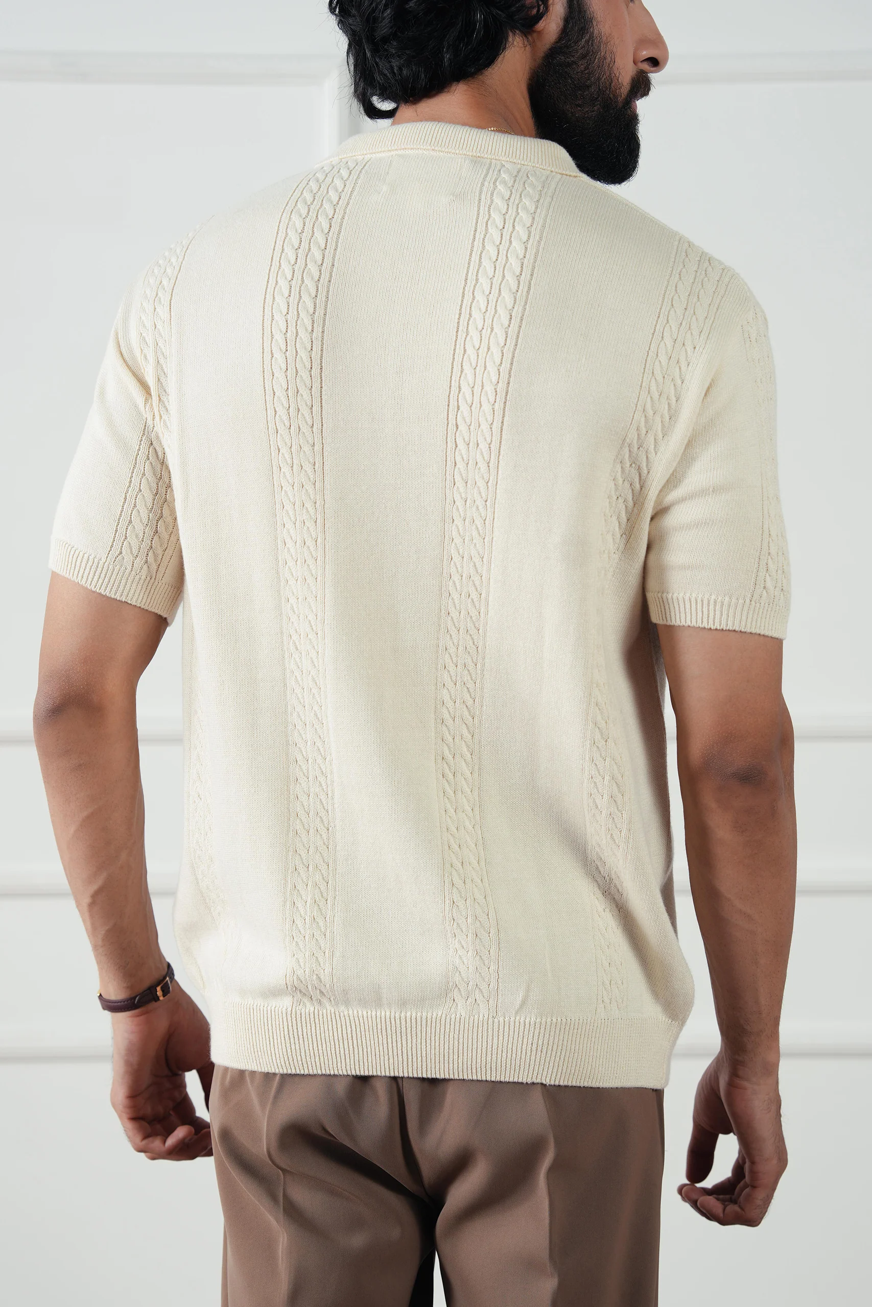 Cable Knit Polo Shirt (MKP-07) - Image 5