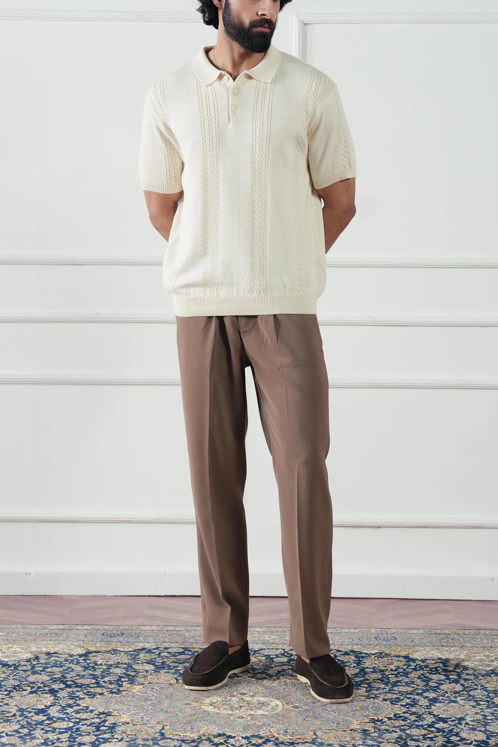 Cable Knit Polo Shirt (MKP-07) - Image 8
