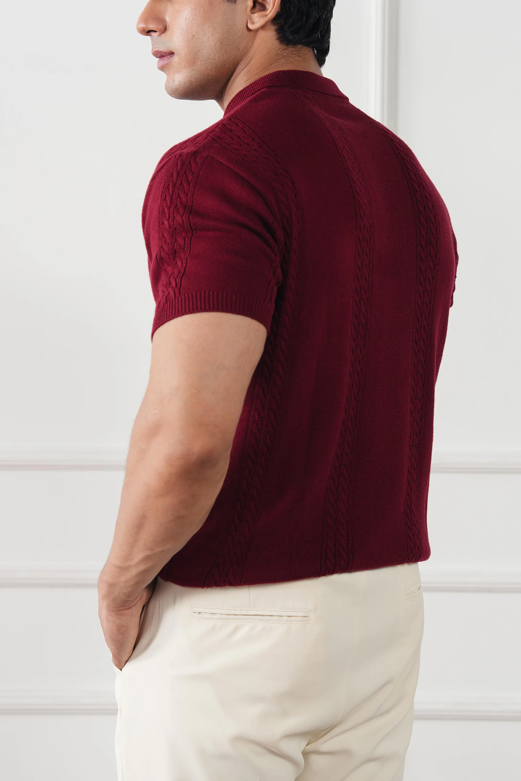 Cable Knit Polo Shirt (MKP-08) - Image 10