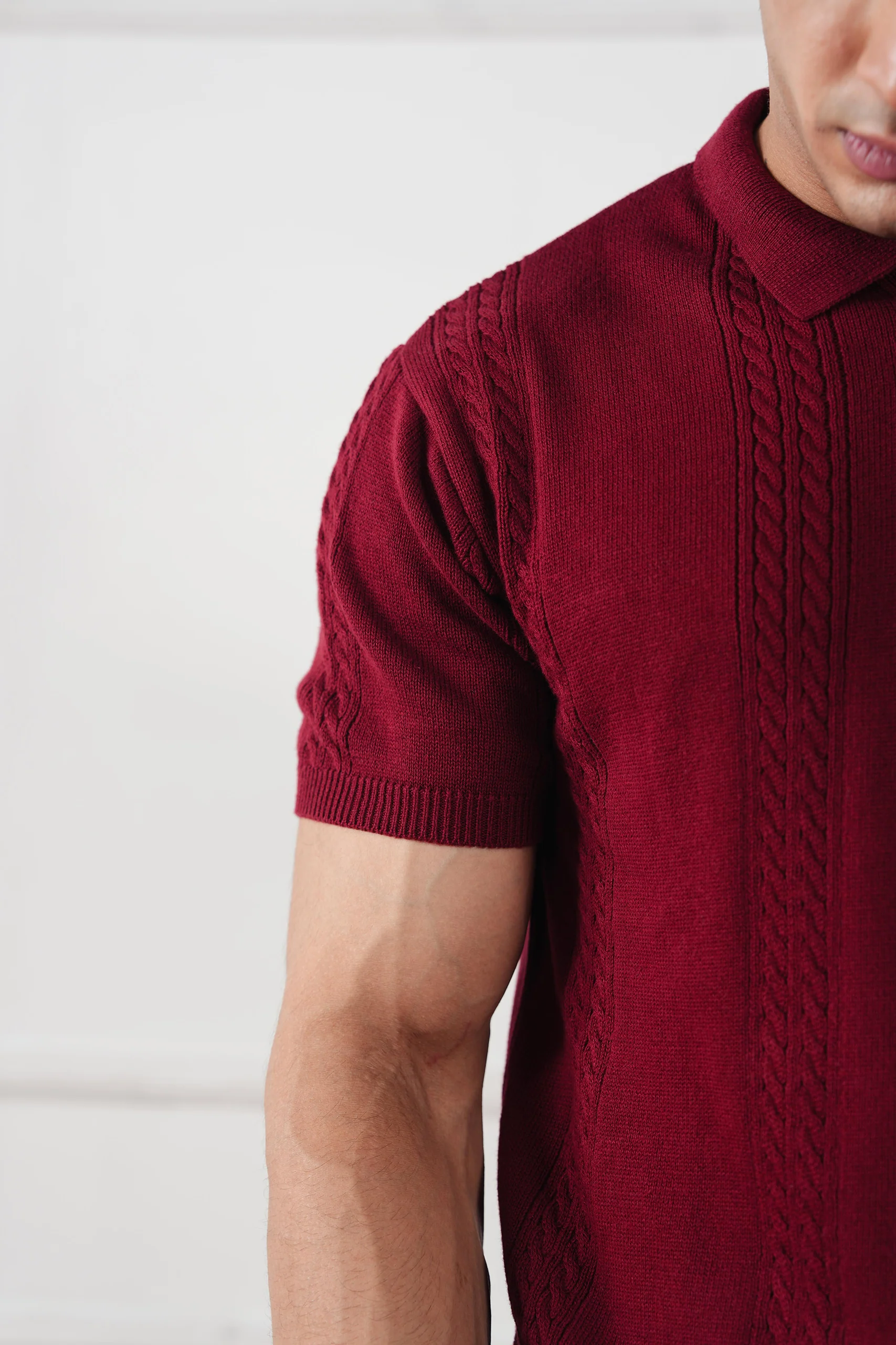 Cable Knit Polo Shirt (MKP-08) - Image 4