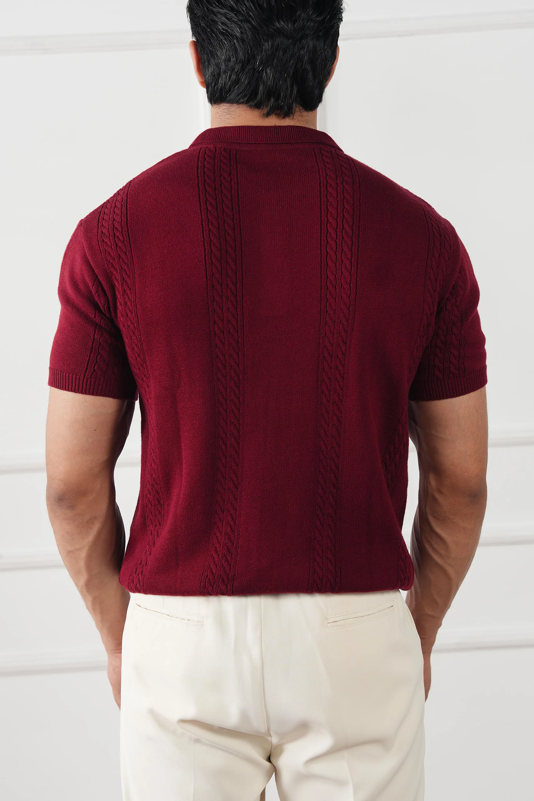 Cable Knit Polo Shirt (MKP-08) - Image 5