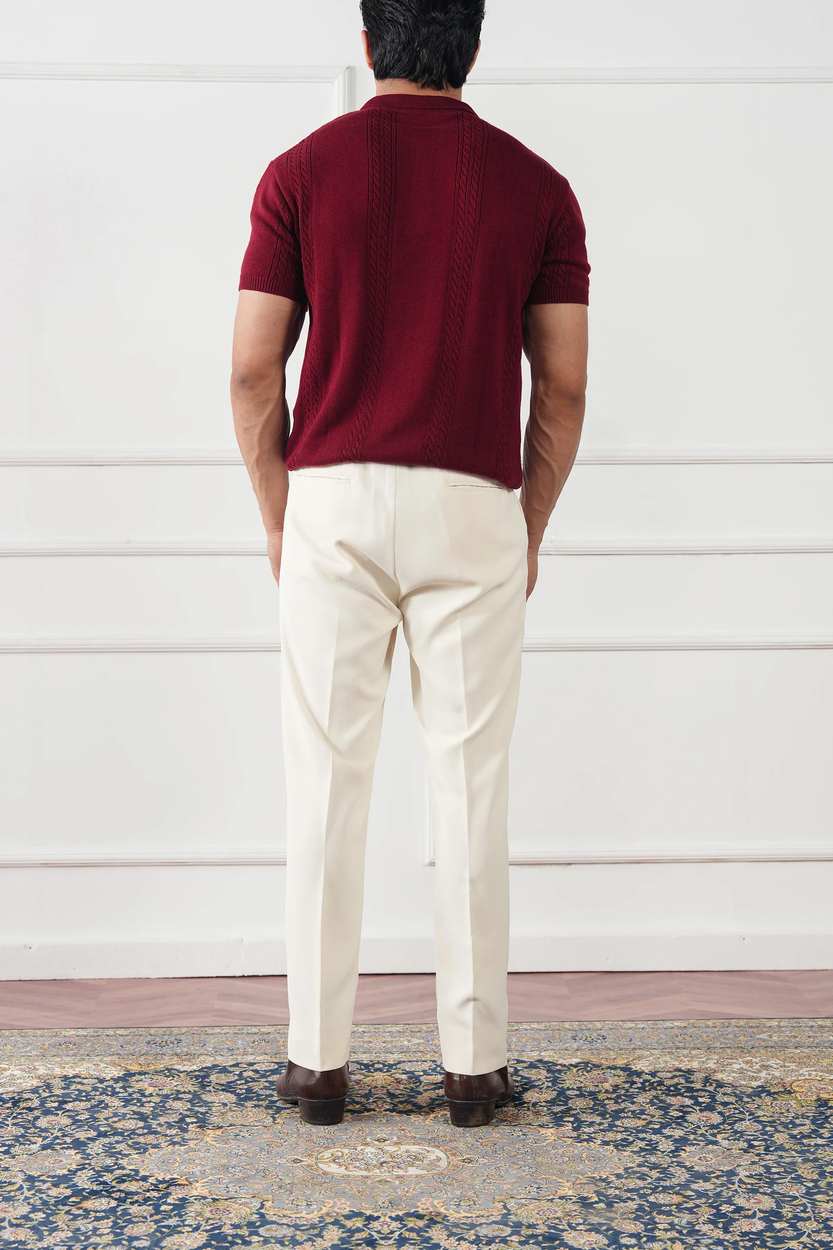 Cable Knit Polo Shirt (MKP-08) - Image 9
