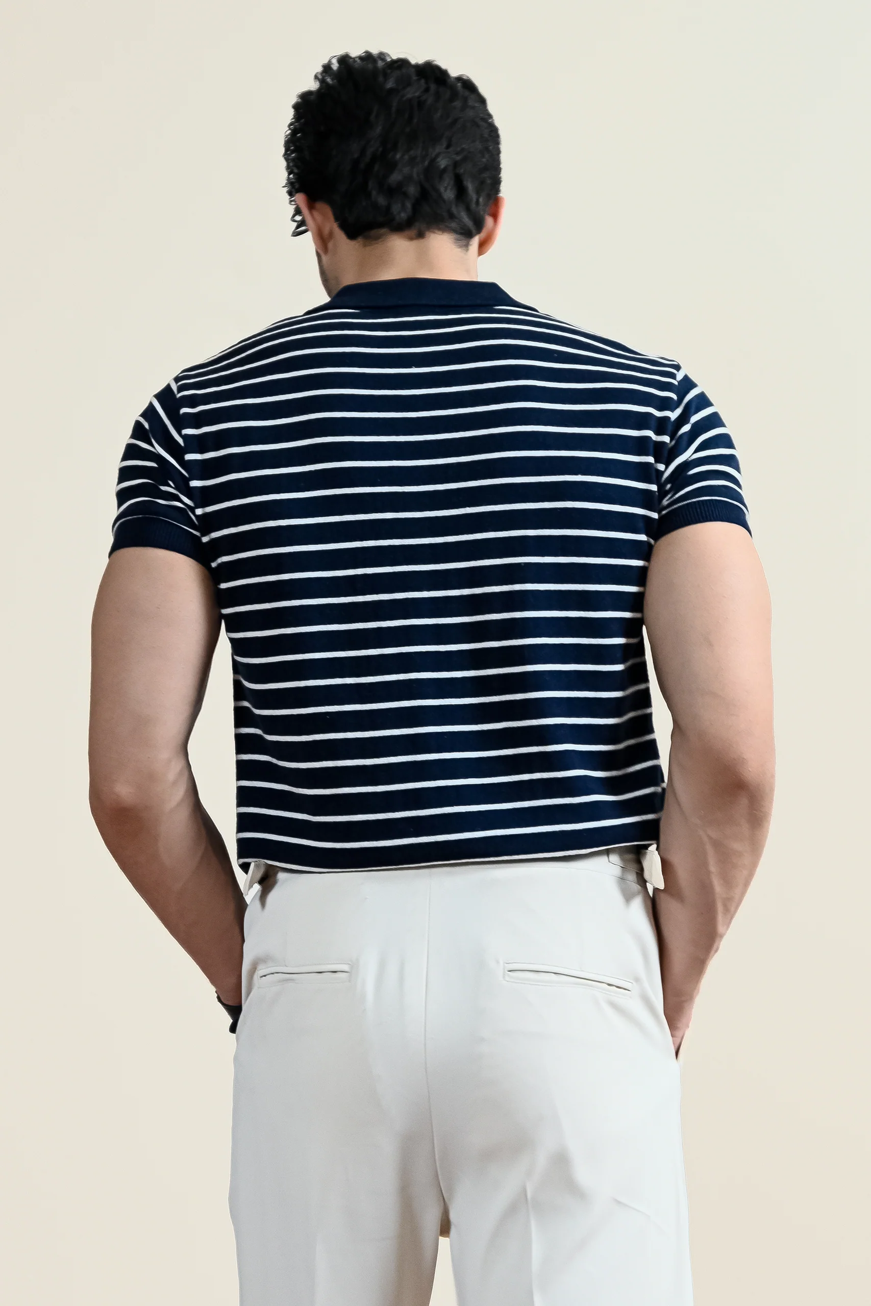 Classic Striped Knit Polo Shirt (MKP-07) - Image 6