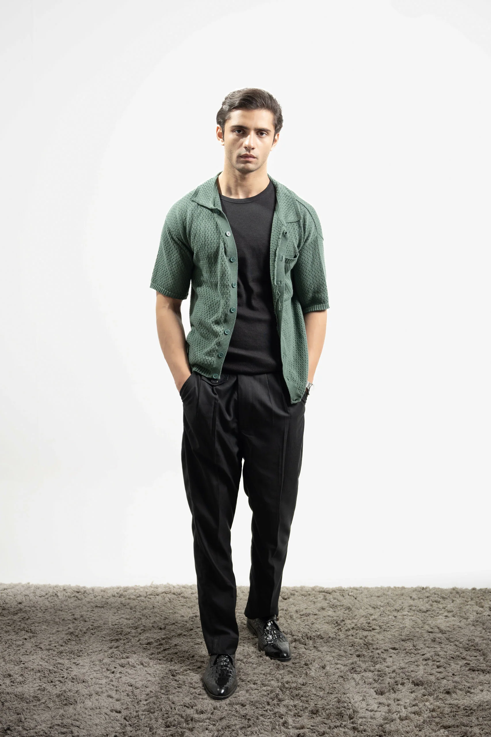 Crochet Knitted Button Down Shirt (KBD-01) - Image 3