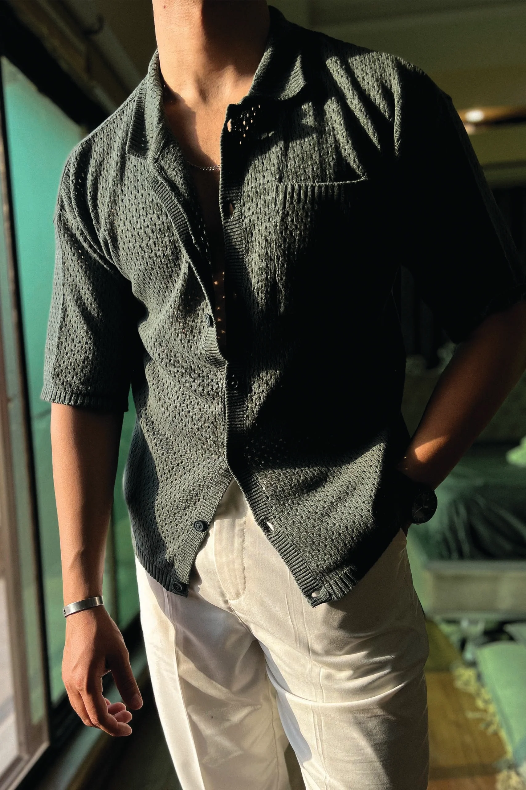 Crochet Knitted Button Down Shirt (KBD-01) - Image 5