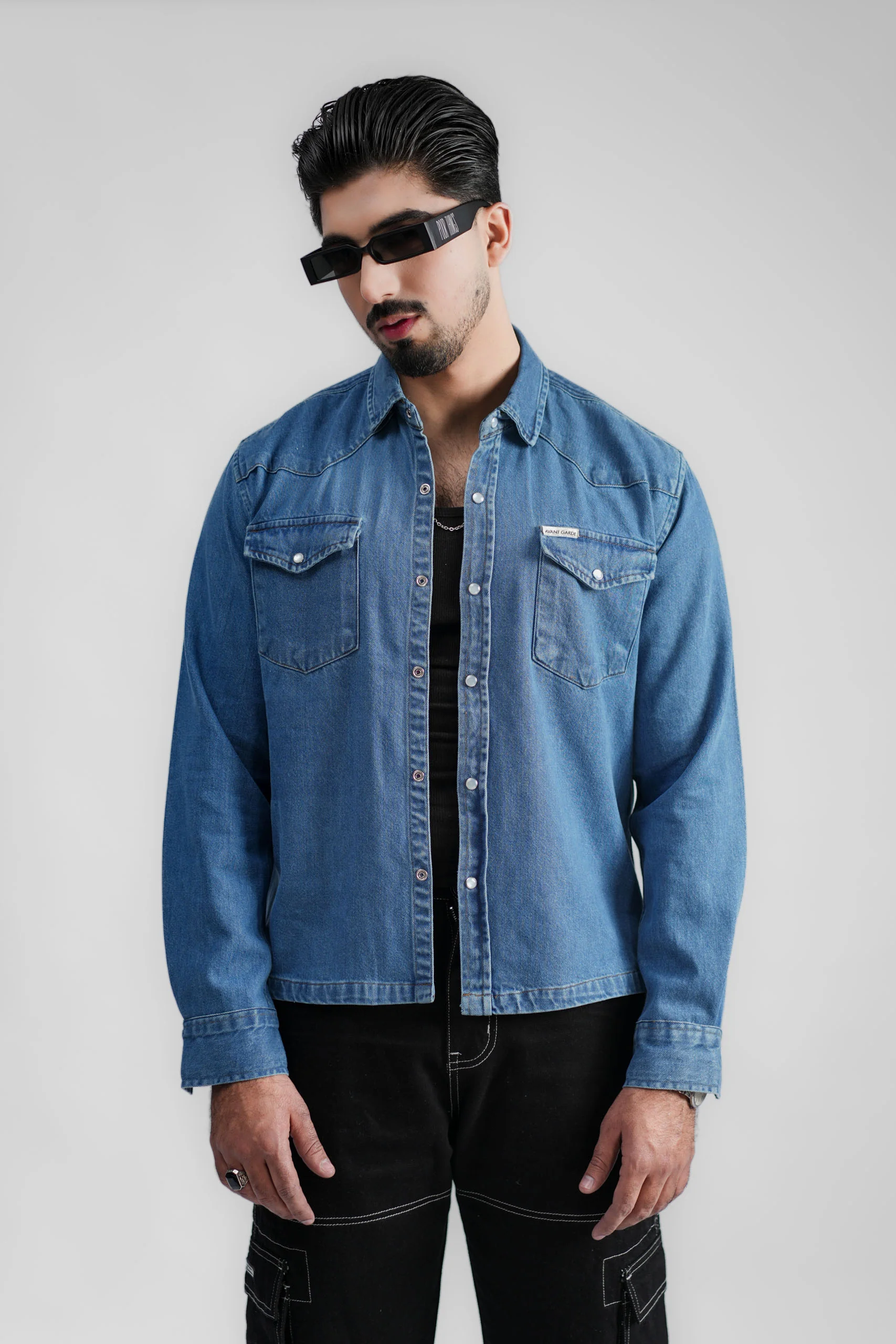 Cropped Denim Shacket DP Blue (DS-004) - Image 3