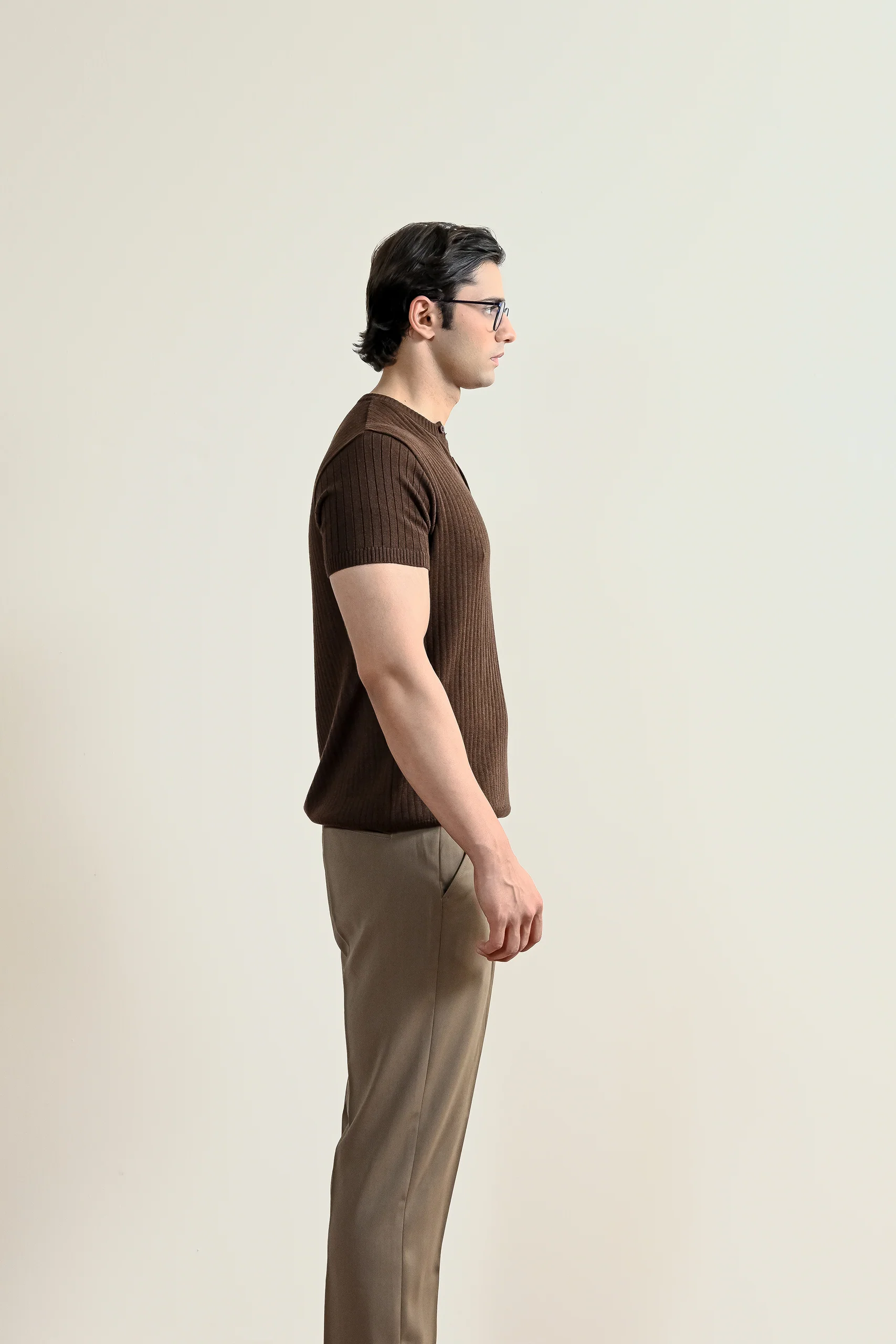 Drop Needle Knit Henley Shirt (MKH-17) - Image 5