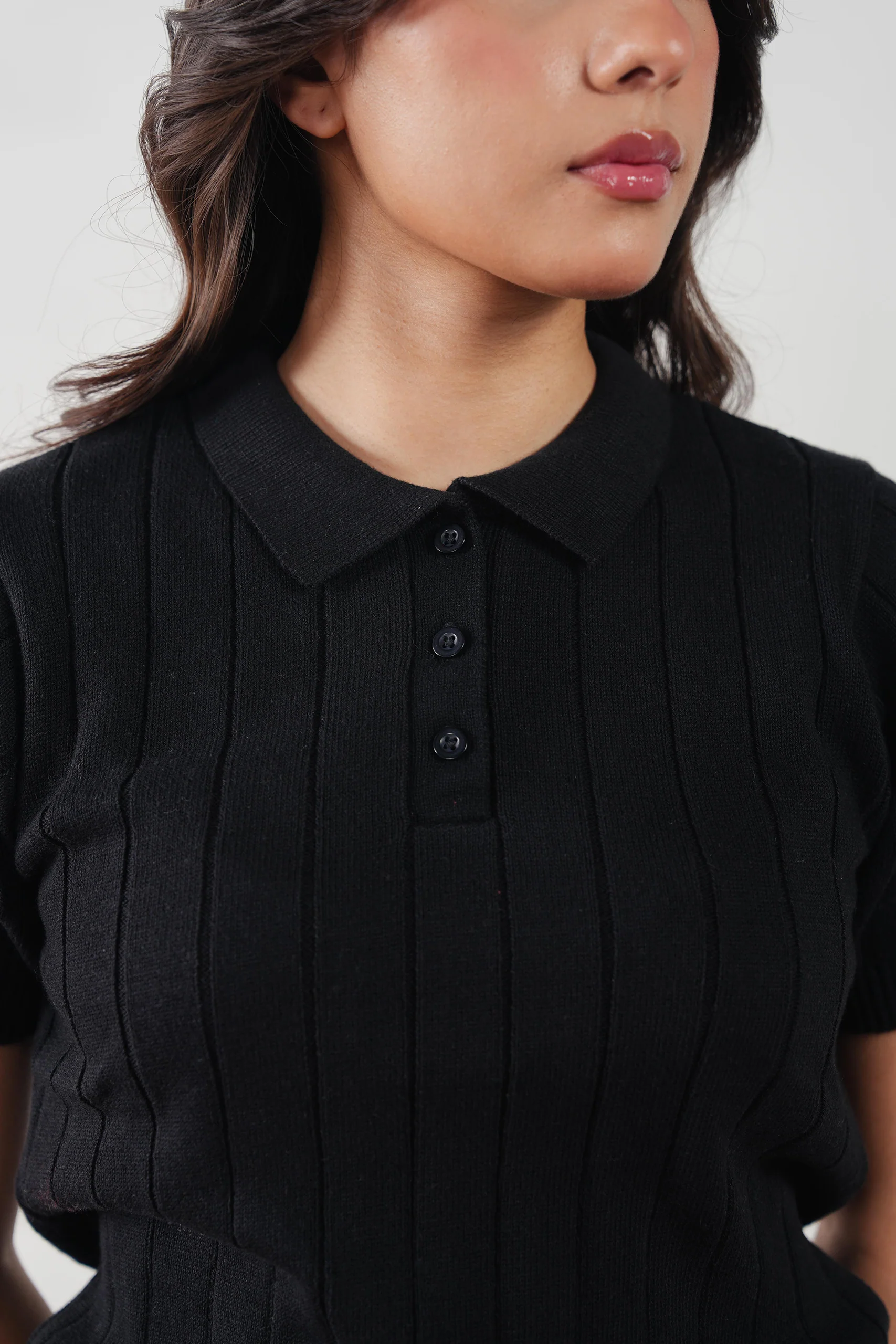 Drop Needle Knit Polo Shirt (WKP-04) - Image 7