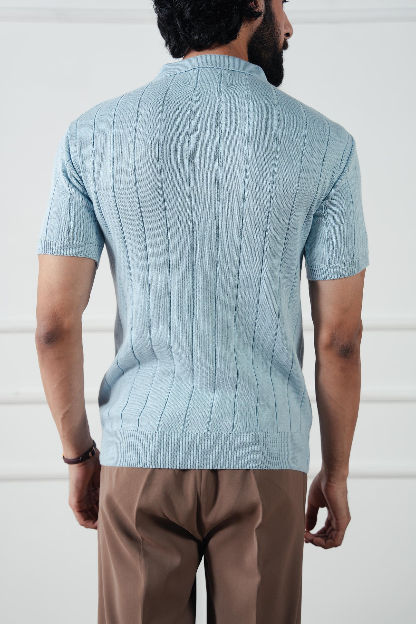 Drop Needle Knit Polo Shirt  (MKP-11) - Image 3