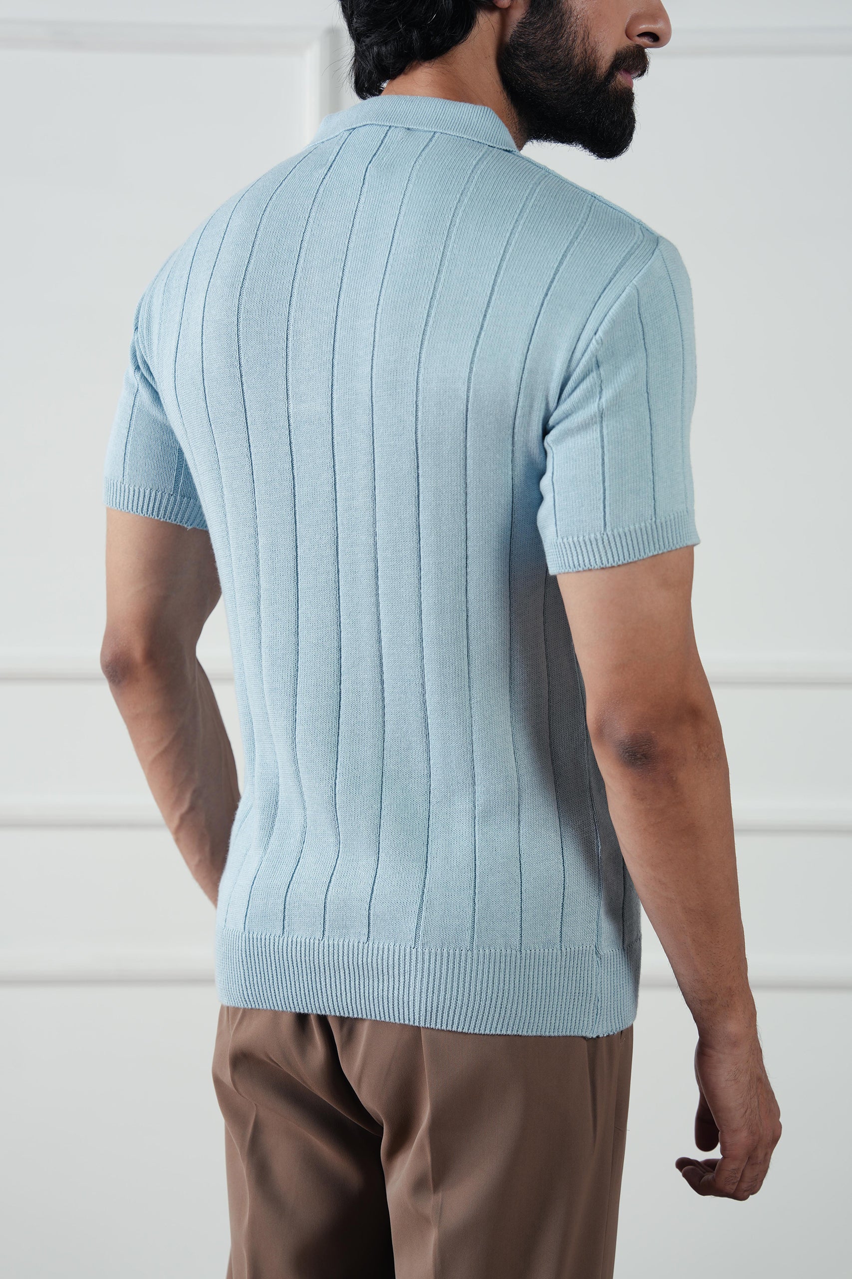 Drop Needle Knit Polo Shirt  (MKP-11) - Image 8
