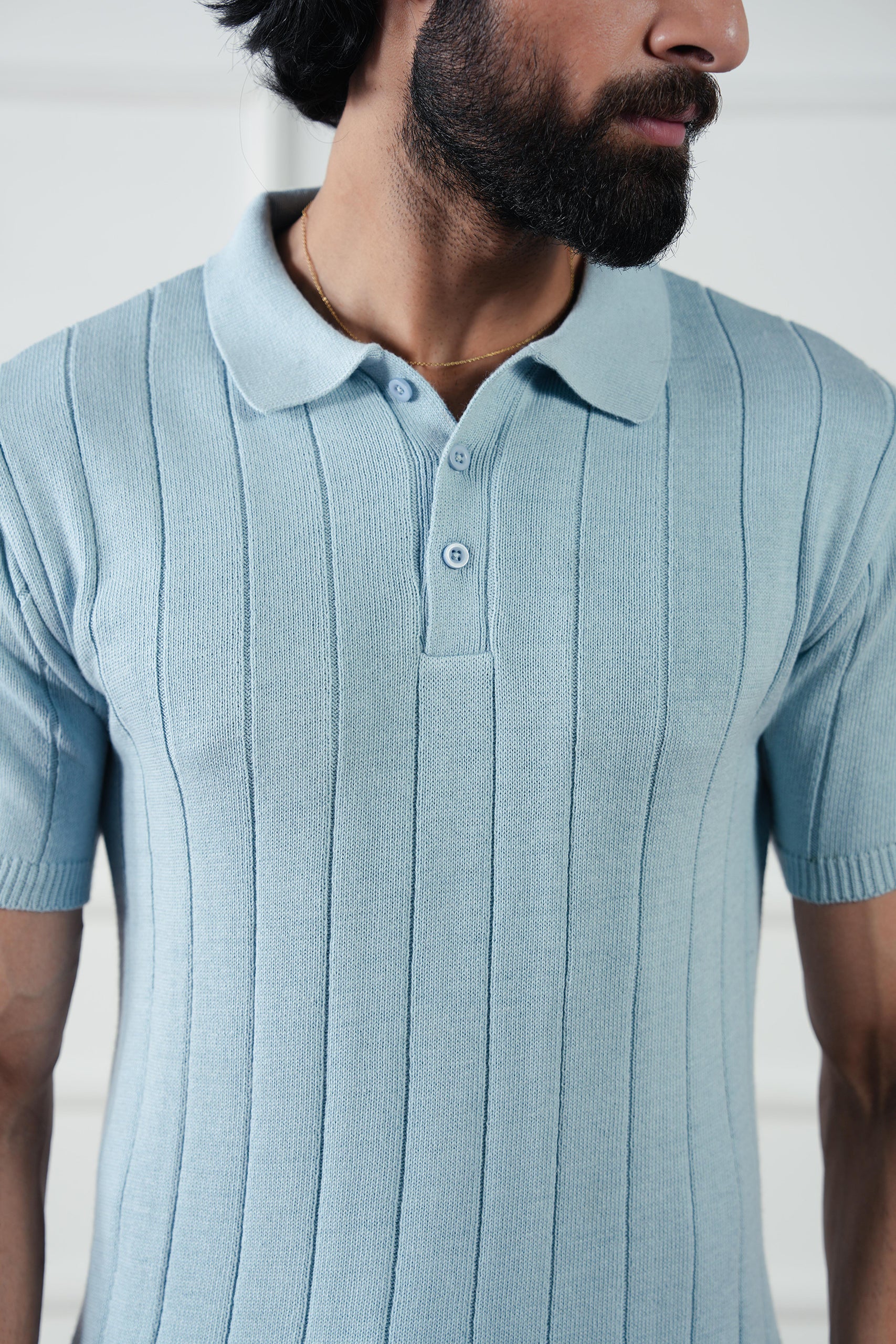 Drop Needle Knit Polo Shirt  (MKP-11) - Image 9