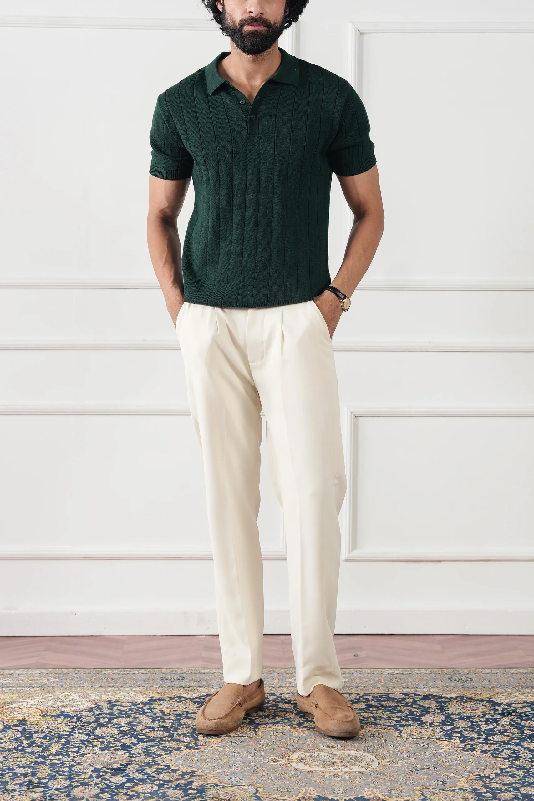 Drop Needle Knit Polo Shirt (MKP-12) - Image 10