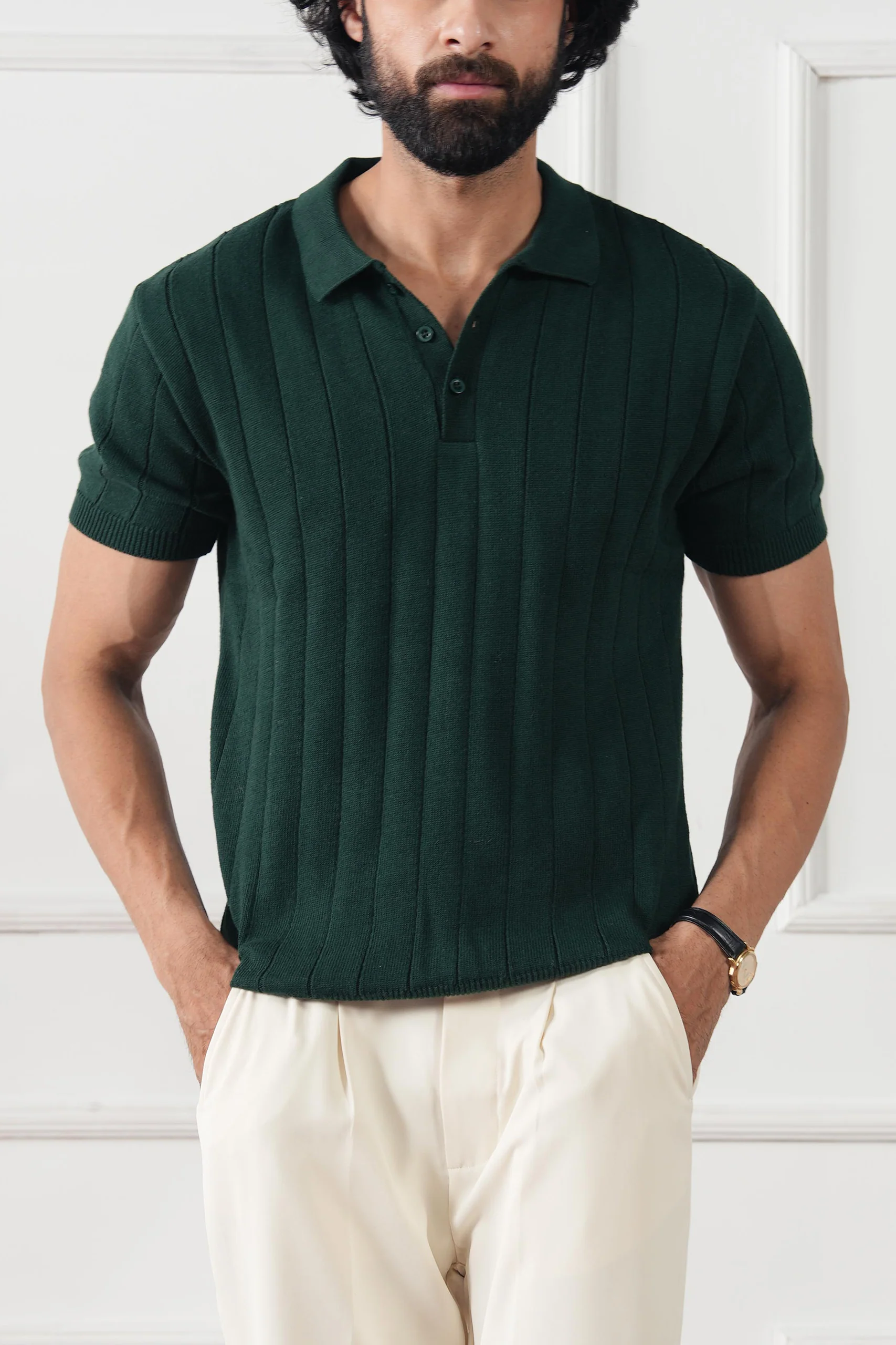 Drop Needle Knit Polo Shirt (MKP-12) - Image 13