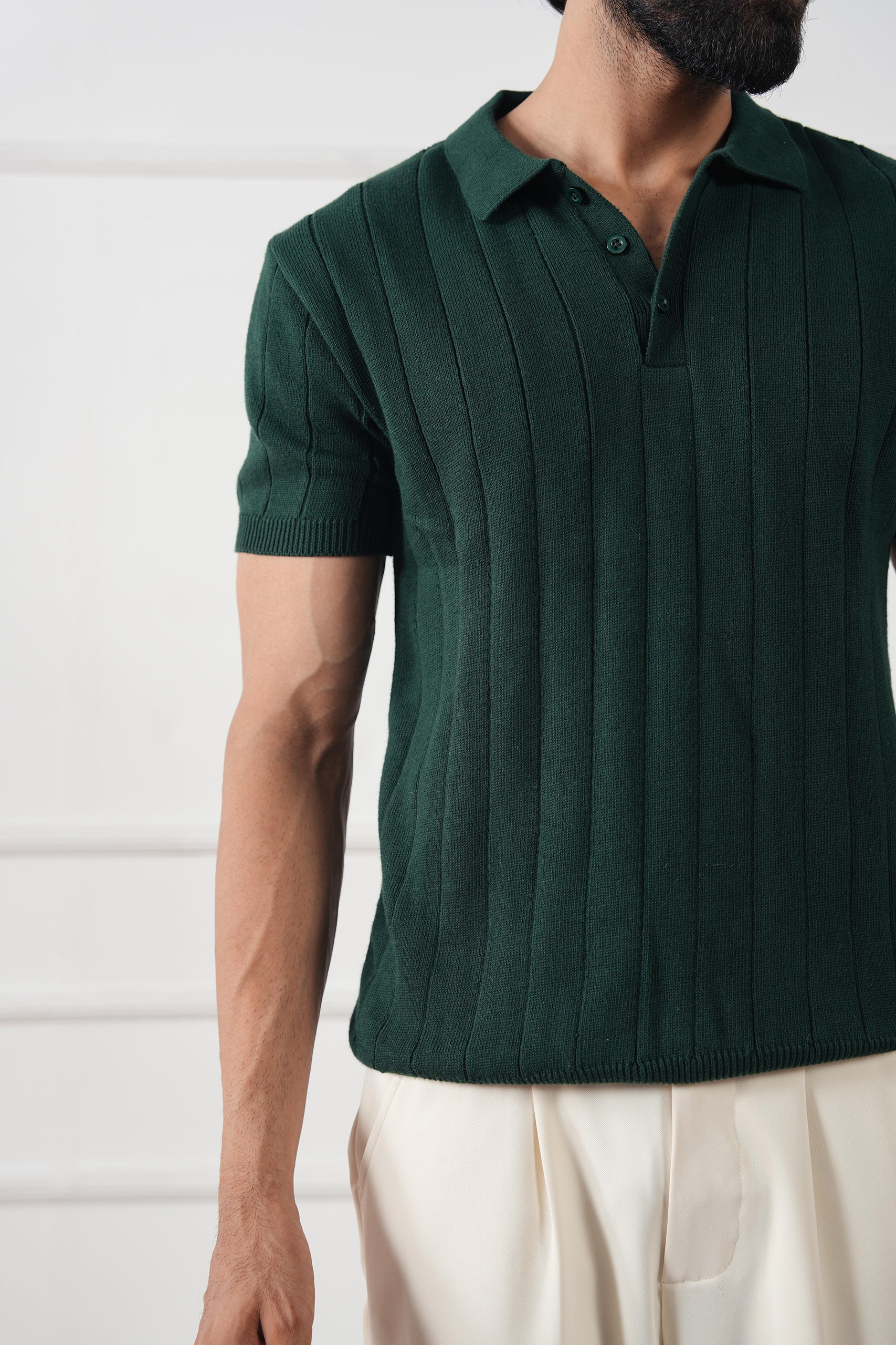 Drop Needle Knit Polo Shirt (MKP-12) - Image 14
