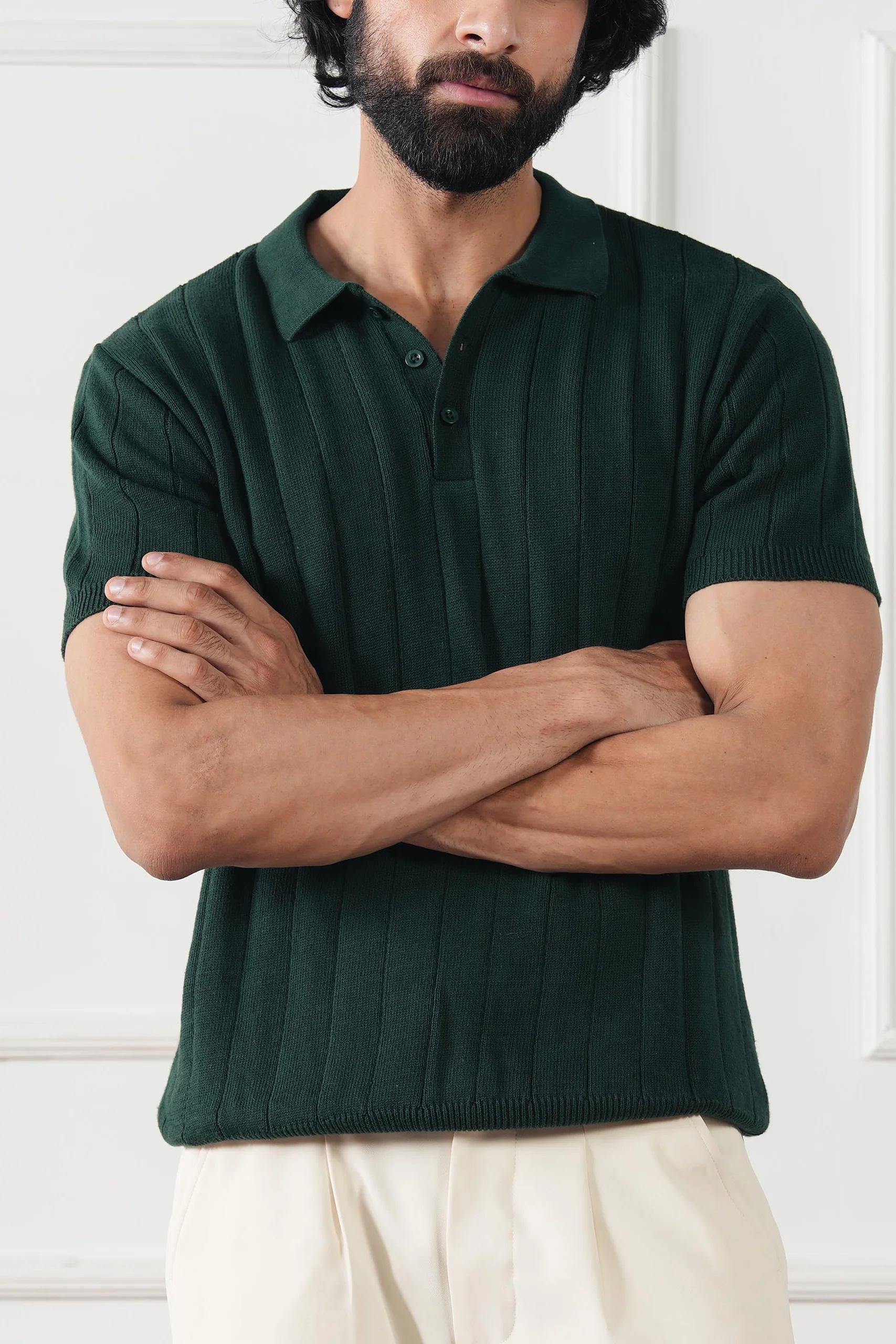 Drop Needle Knit Polo Shirt (MKP-12) - Image 16