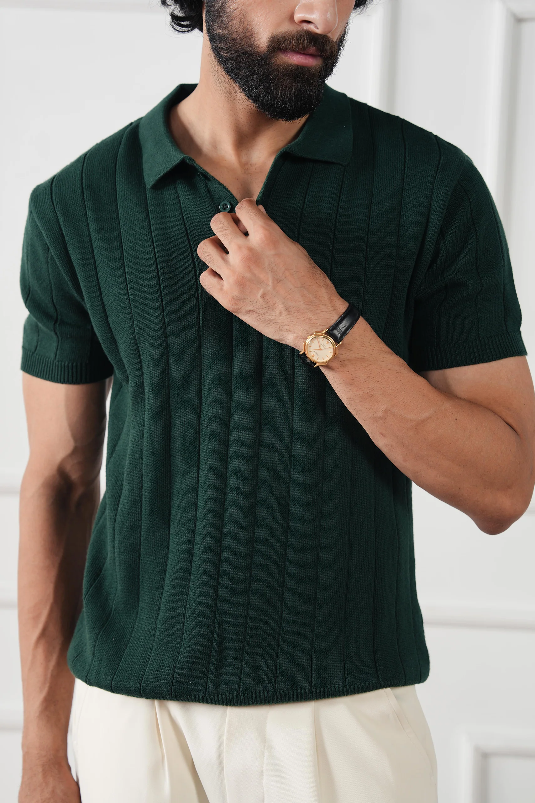 Drop Needle Knit Polo Shirt (MKP-12) - Image 18