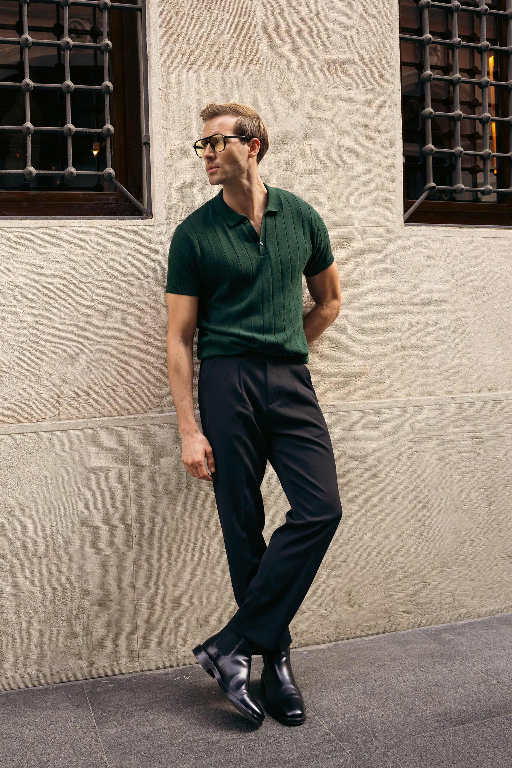 Drop Needle Knit Polo Shirt (MKP-12) - Image 4