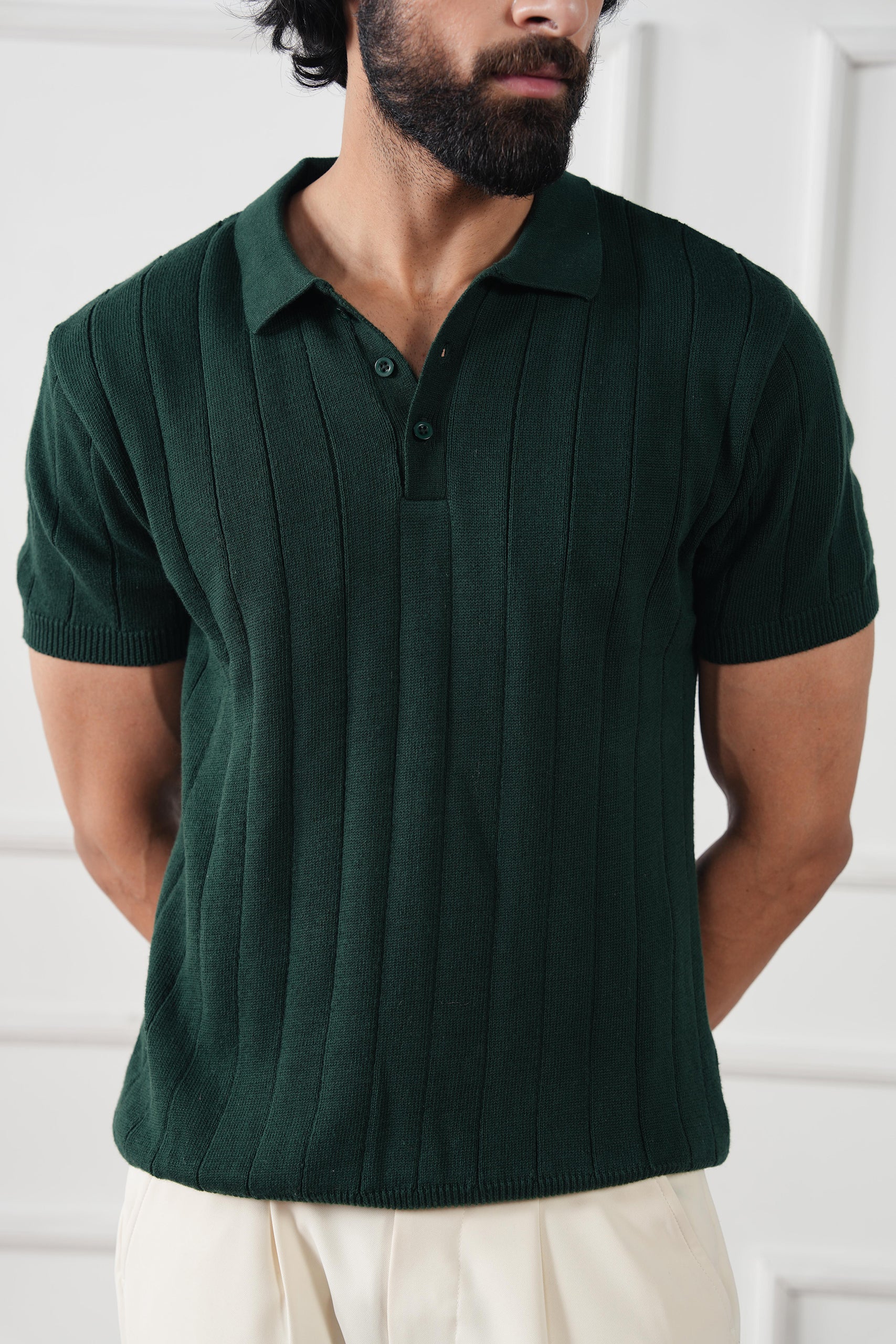 Drop Needle Knit Polo Shirt (MKP-12) - Image 5