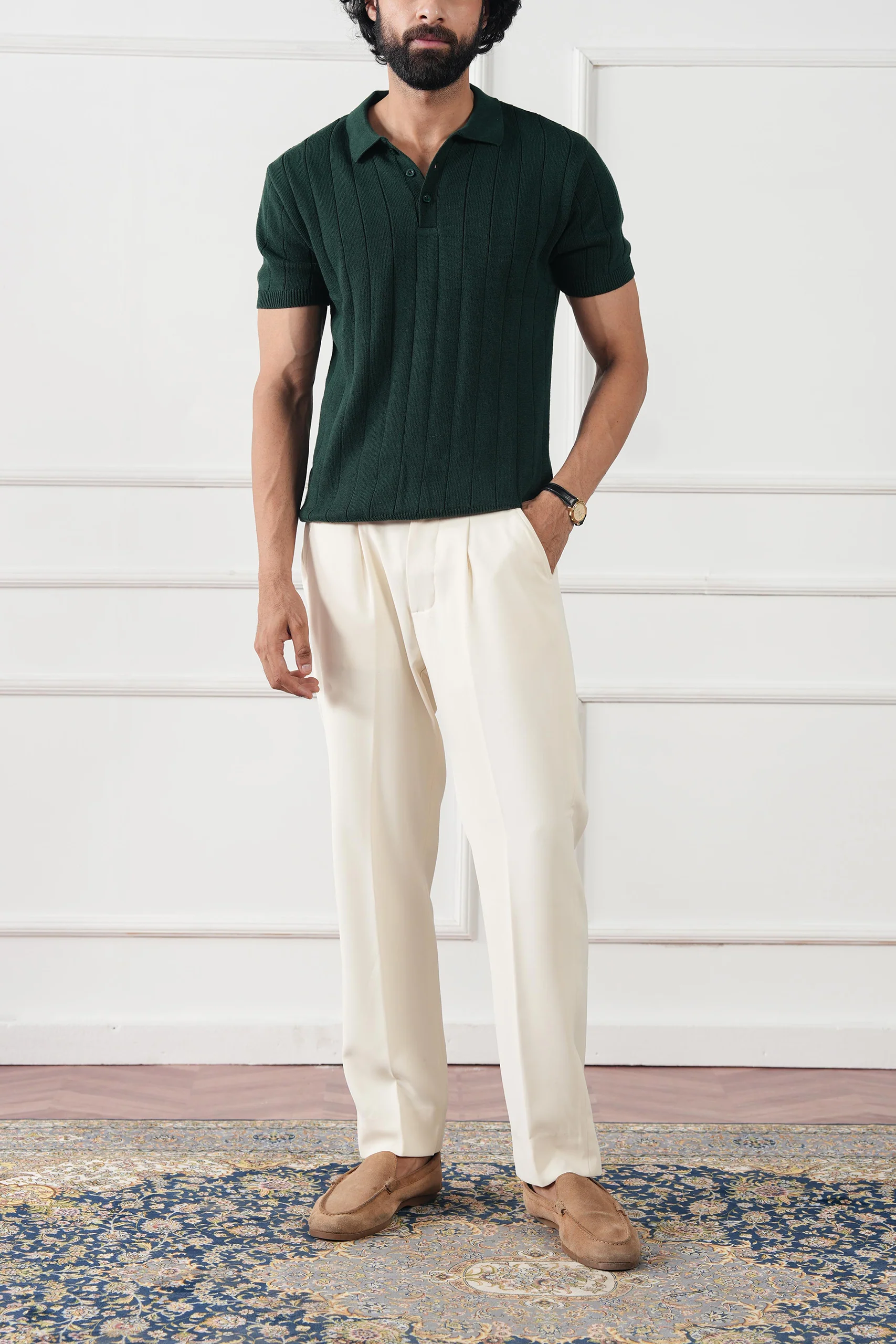 Drop Needle Knit Polo Shirt (MKP-12) - Image 6