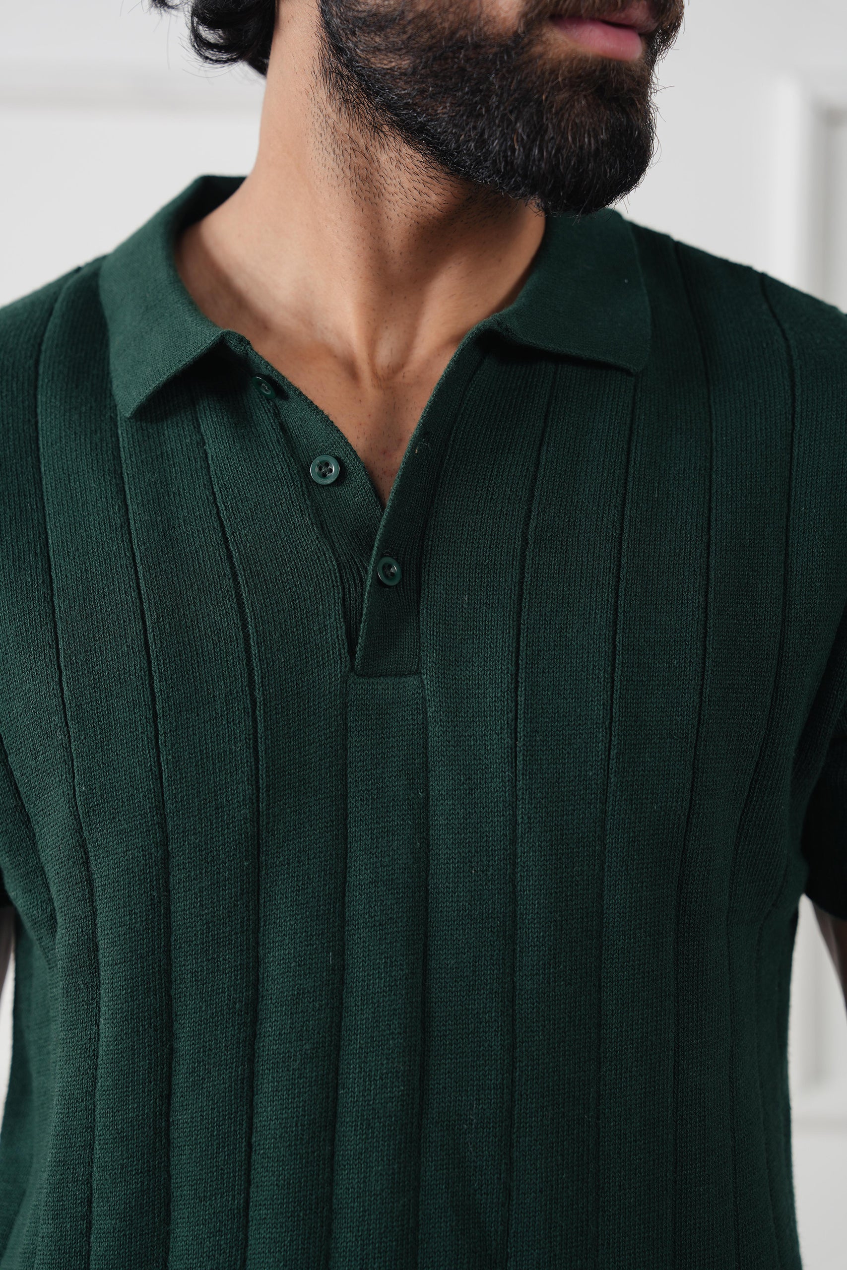 Drop Needle Knit Polo Shirt (MKP-12) - Image 7