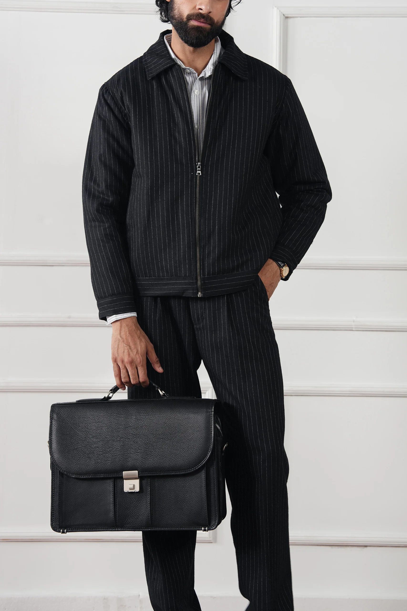 Pinstripe Wool Jacket (MWJ-07) - Image 12