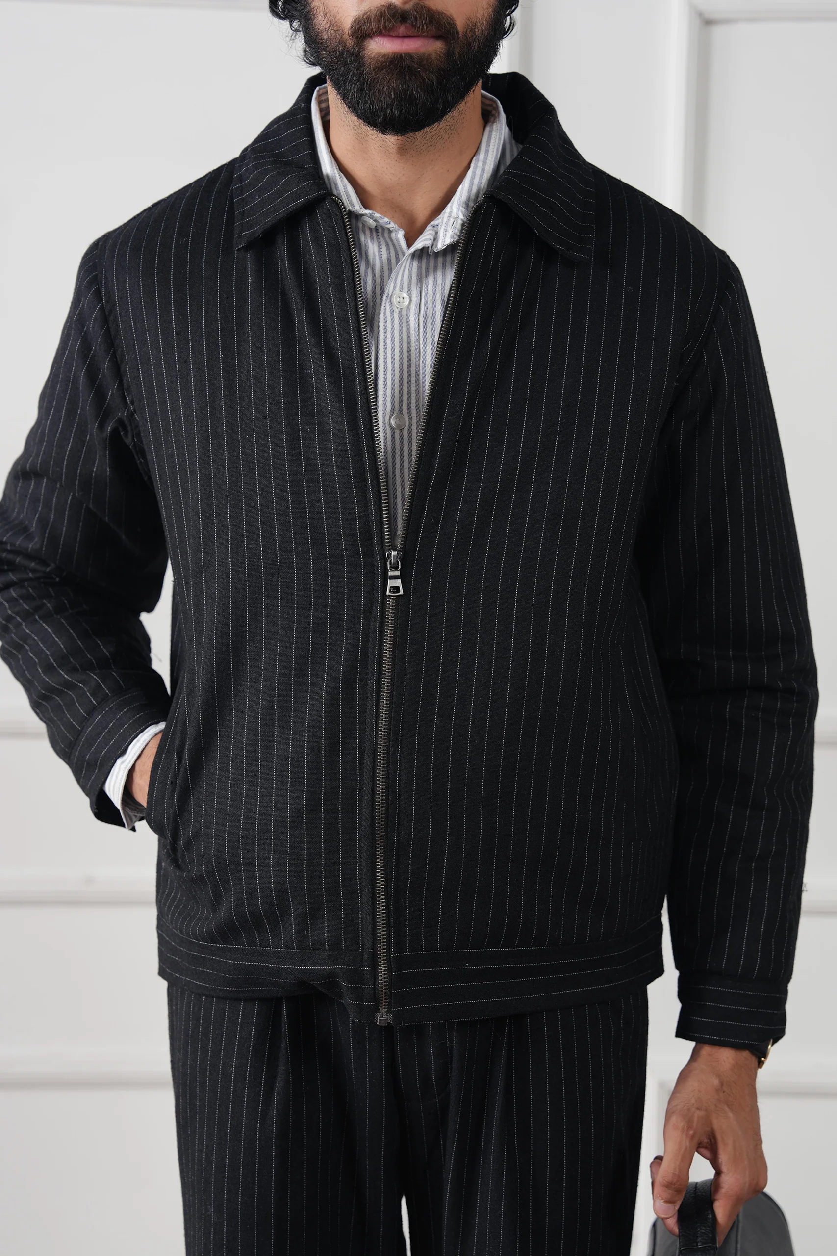 Pinstripe Wool Jacket (MWJ-07) - Image 14