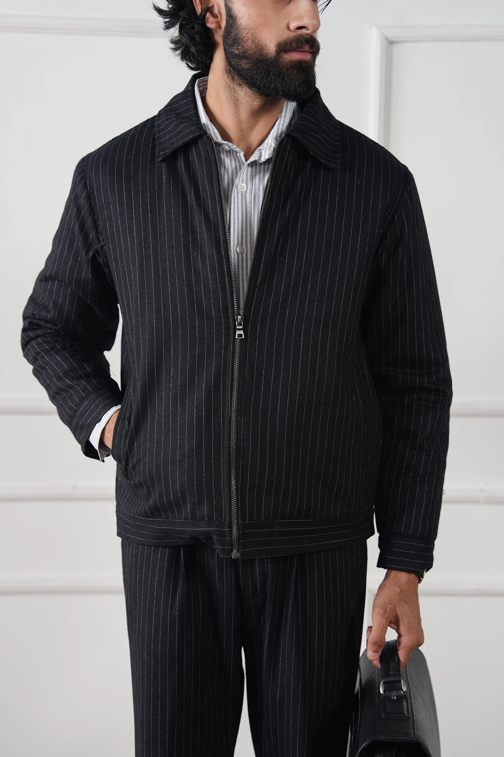 Pinstripe Wool Jacket (MWJ-07) - Image 15