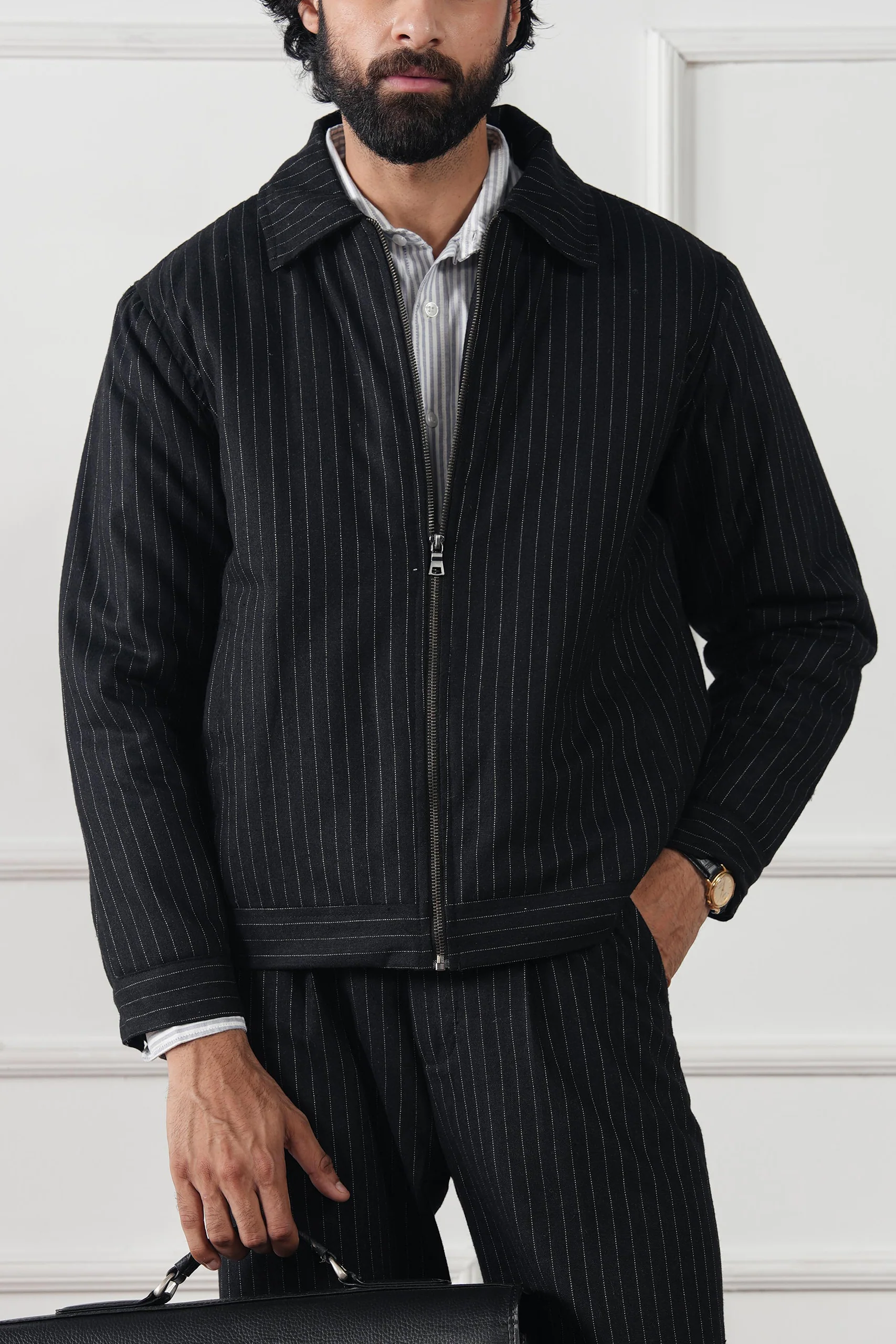 Pinstripe Wool Jacket (MWJ-07) - Image 5