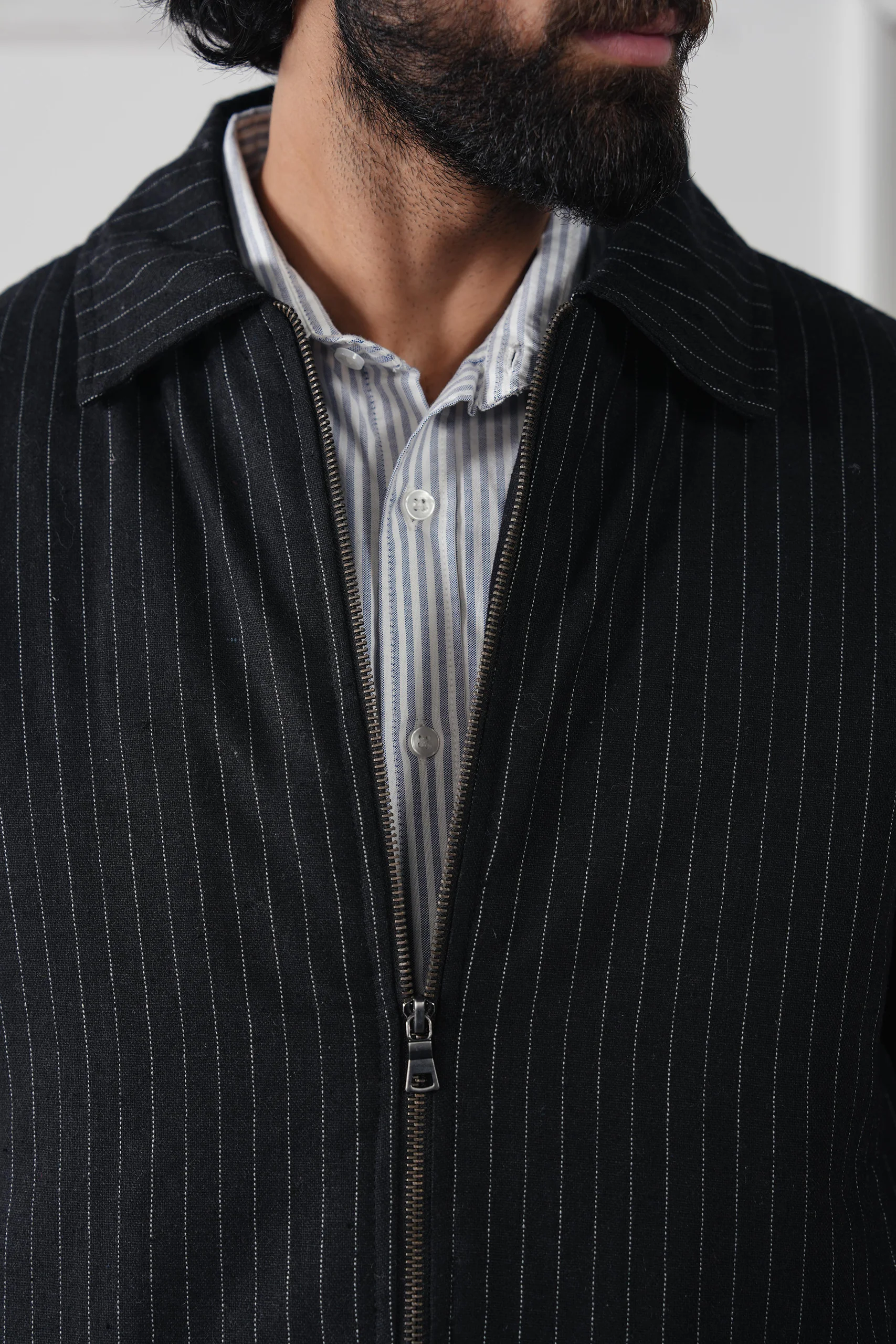 Pinstripe Wool Jacket (MWJ-07) - Image 7