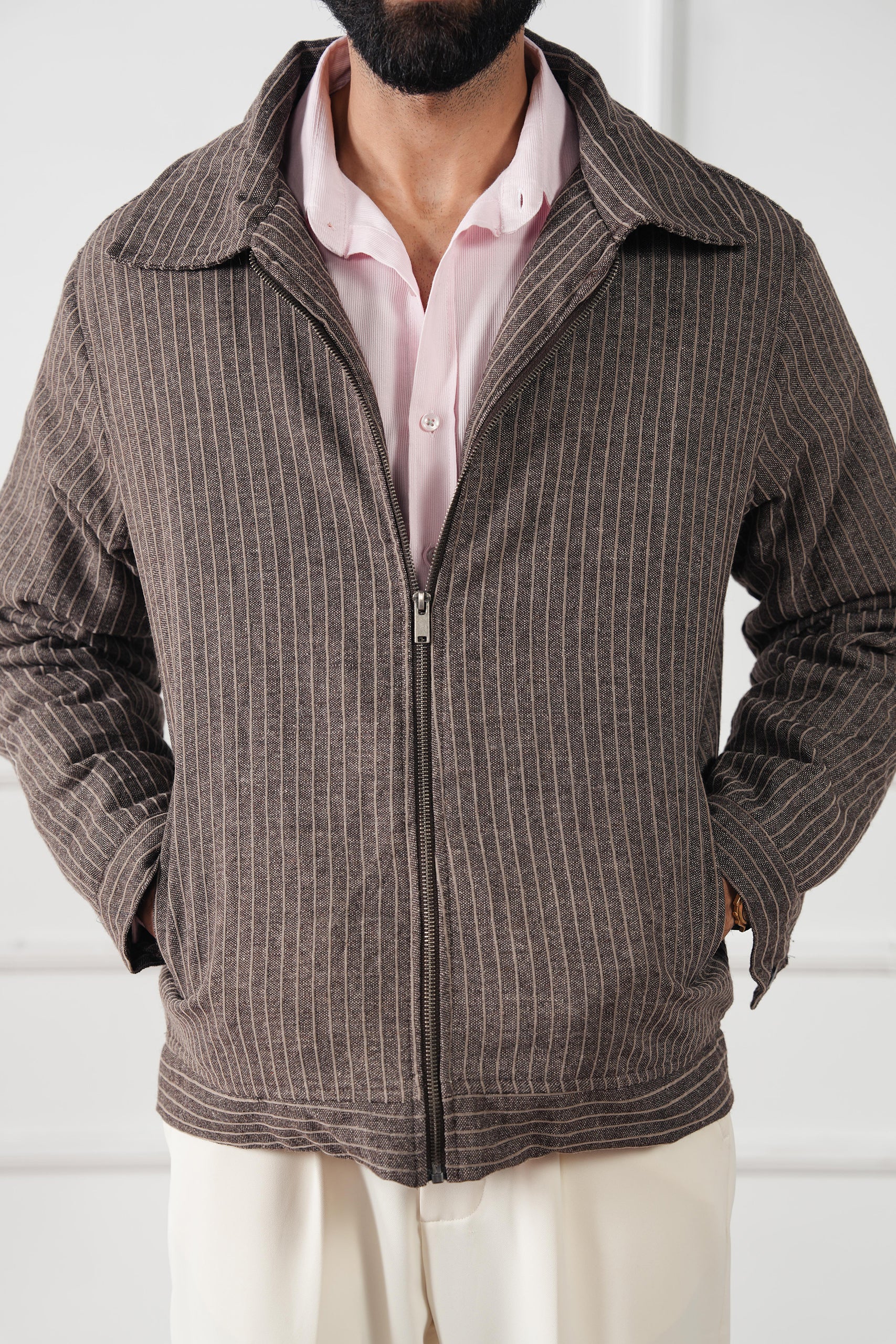 Pinstripe Wool Jacket (MWJ-09) - Image 10
